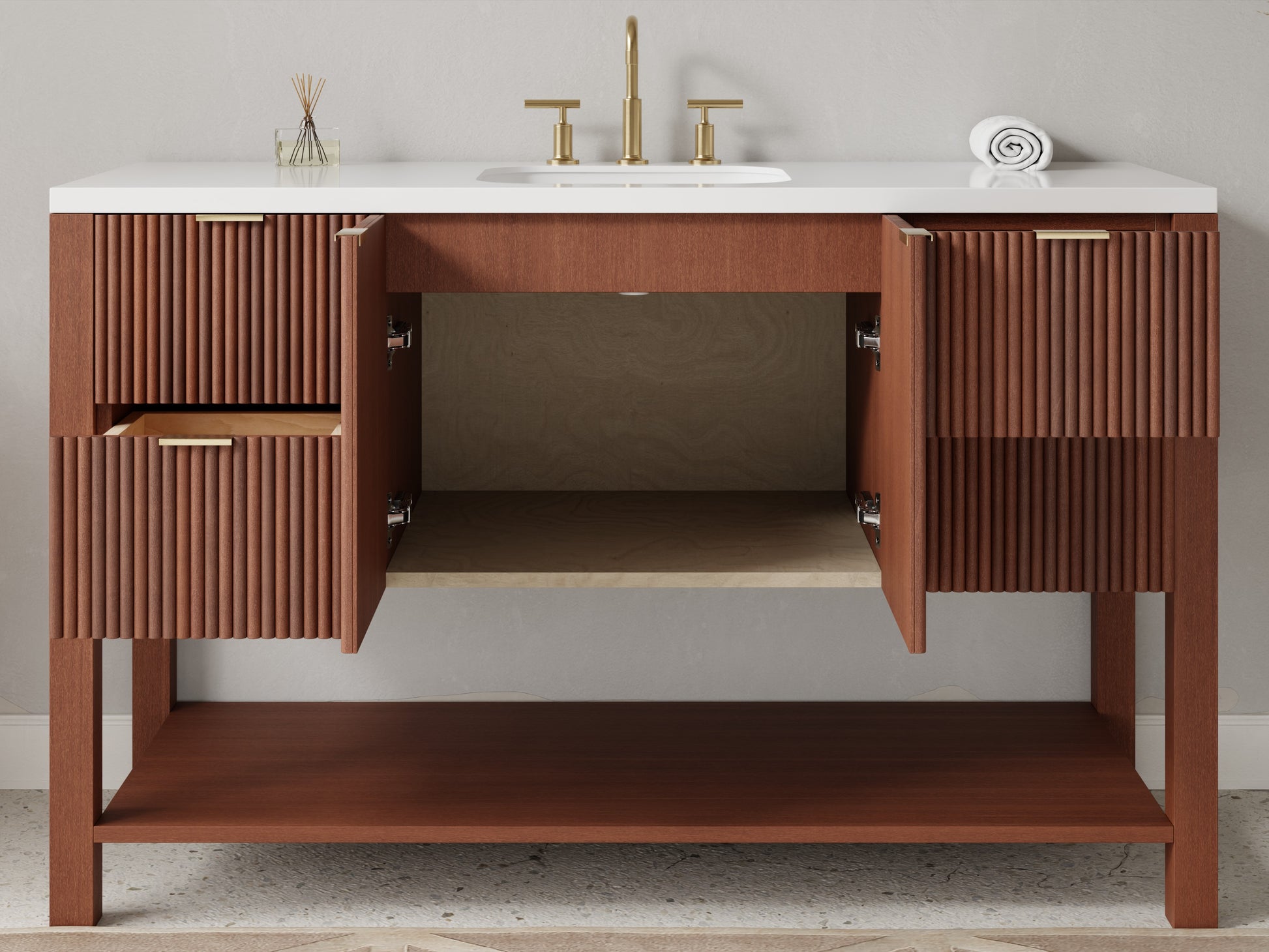 reeded - mahogany - open