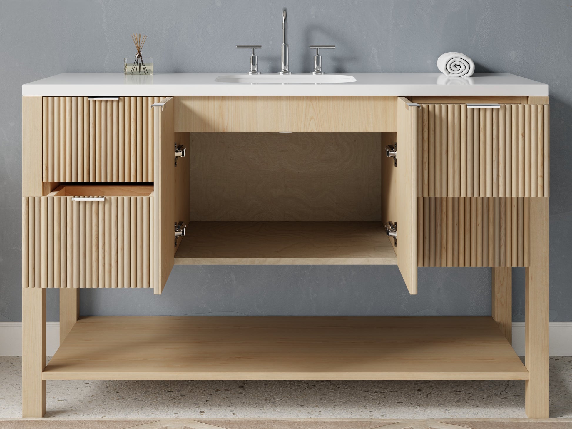 reeded - maple - open