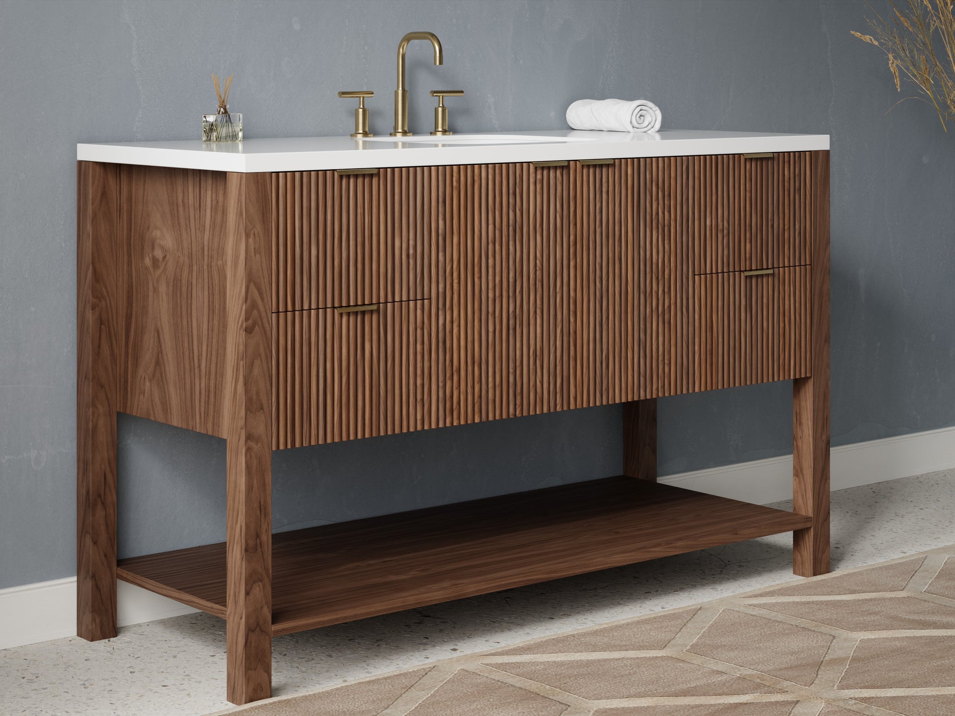 reeded - walnut - side