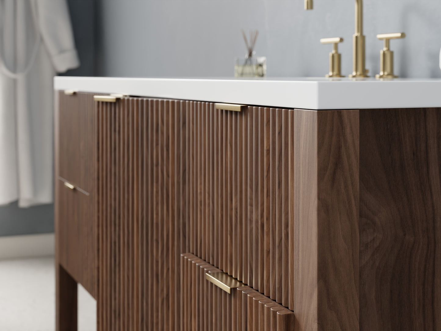 reeded - walnut - closeup