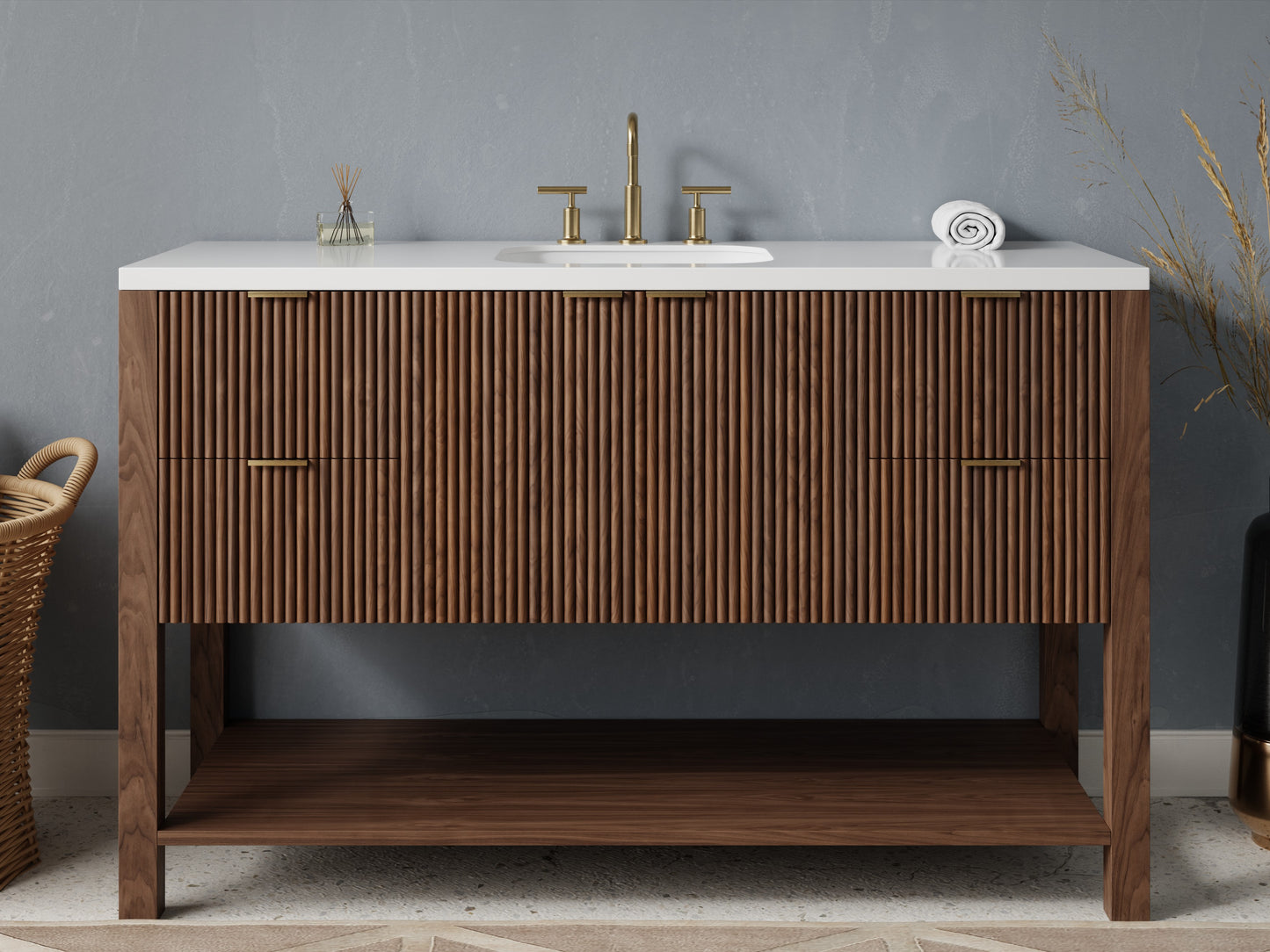 reeded - walnut - front