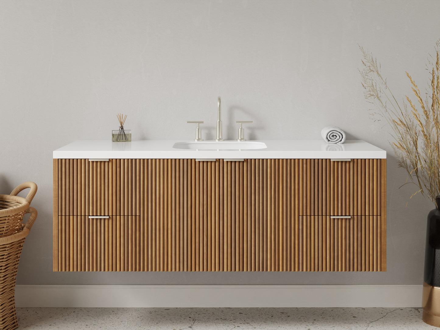 reeded - teak - front