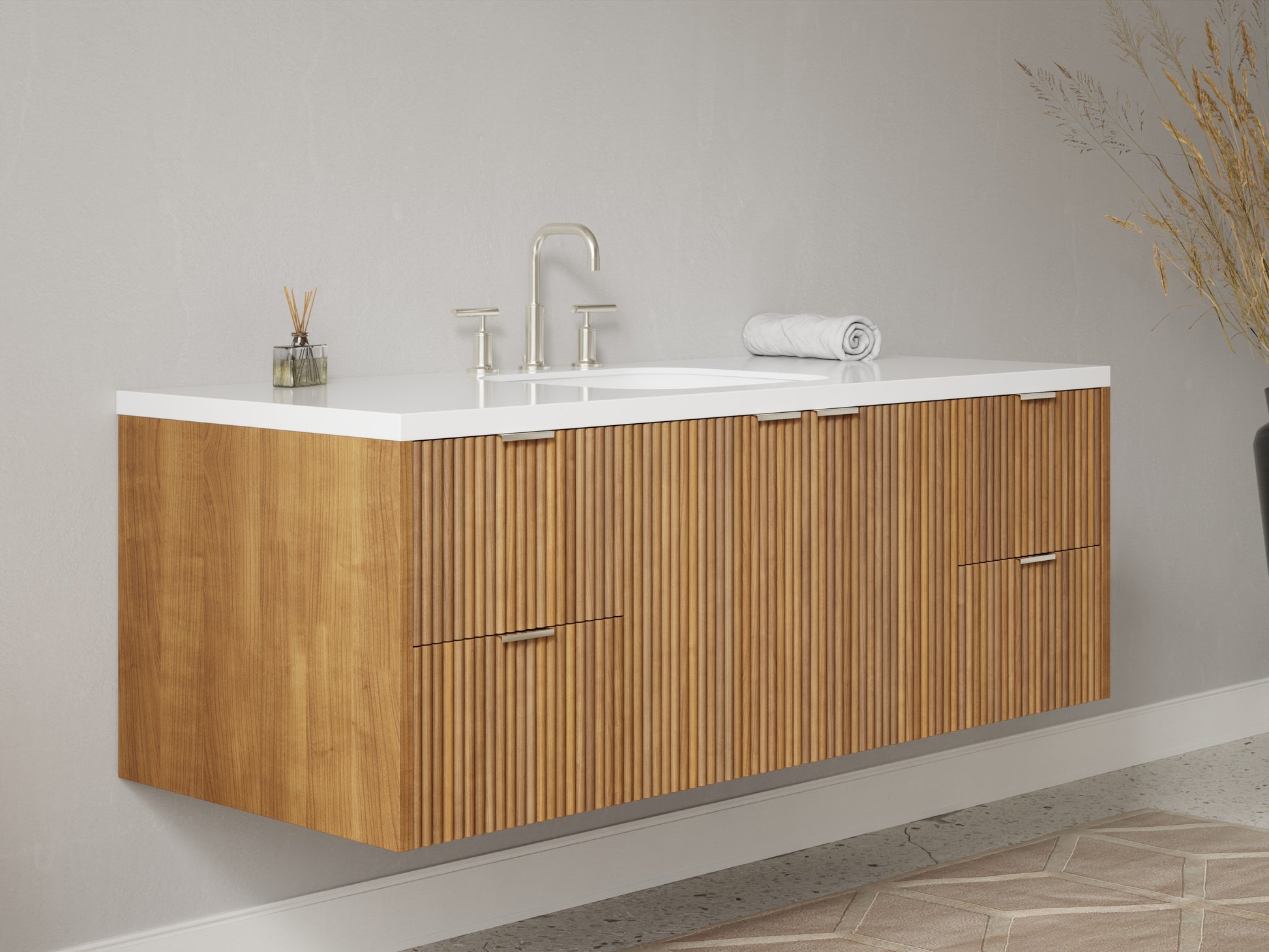 reeded - teak - side