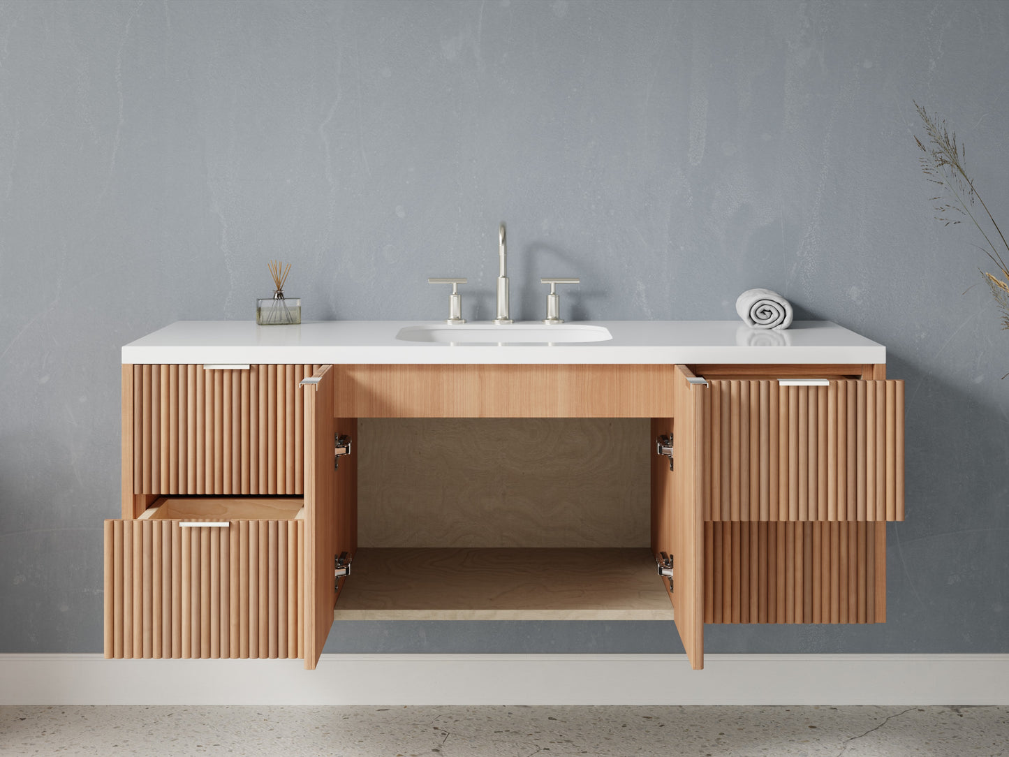 reeded - cherry - open