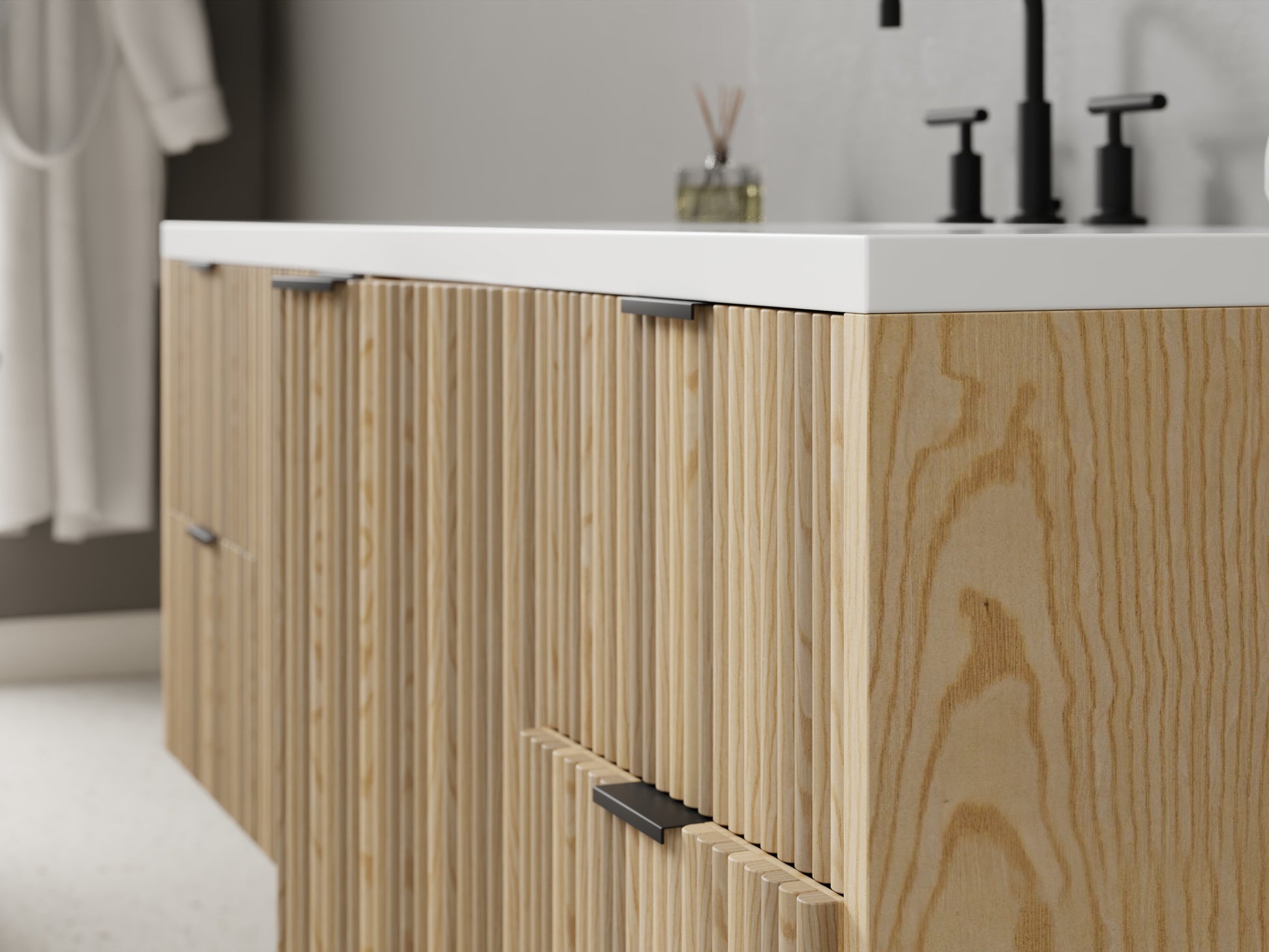 reeded - ash - closeup