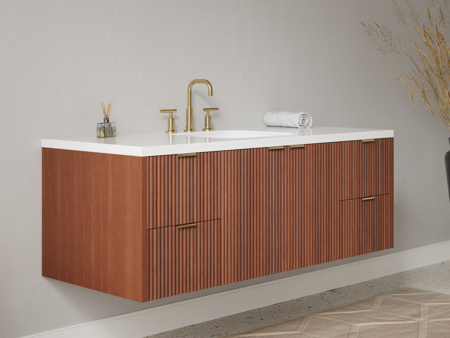 reeded - mahogany - side