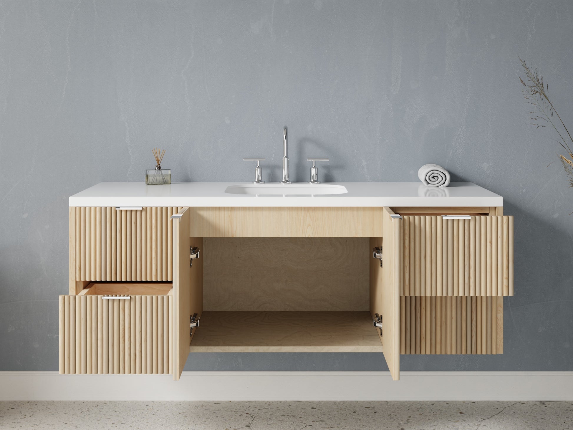 reeded - maple - open