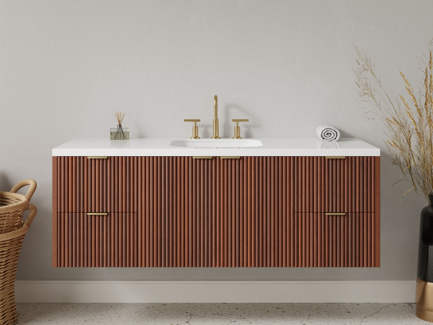 reeded - mahogany - front