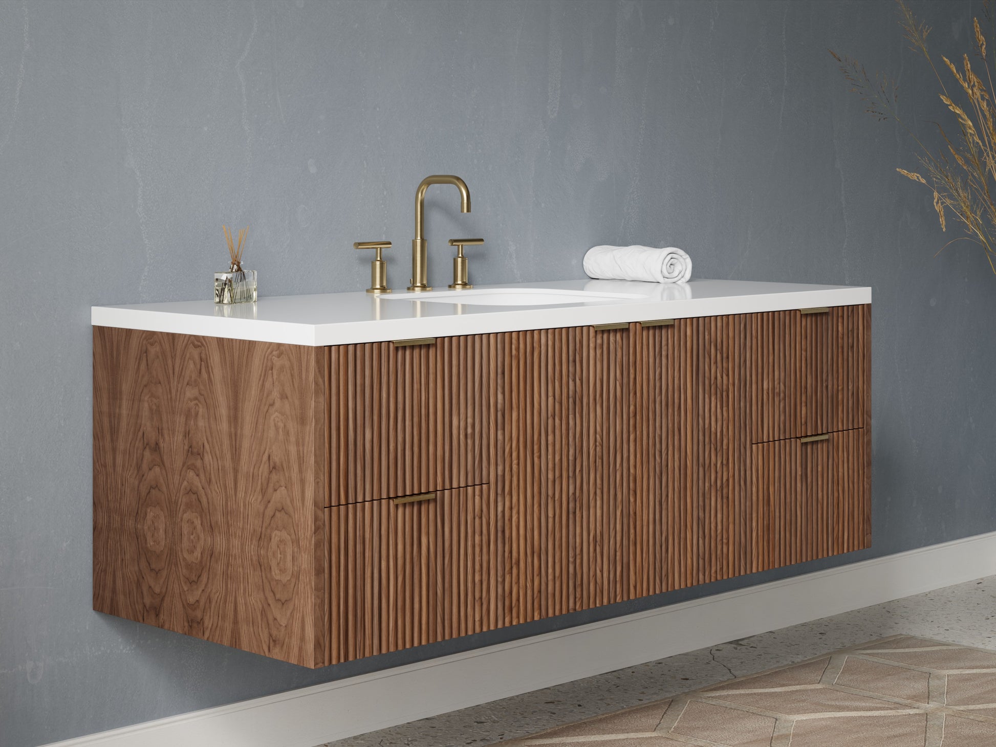 reeded - walnut - side