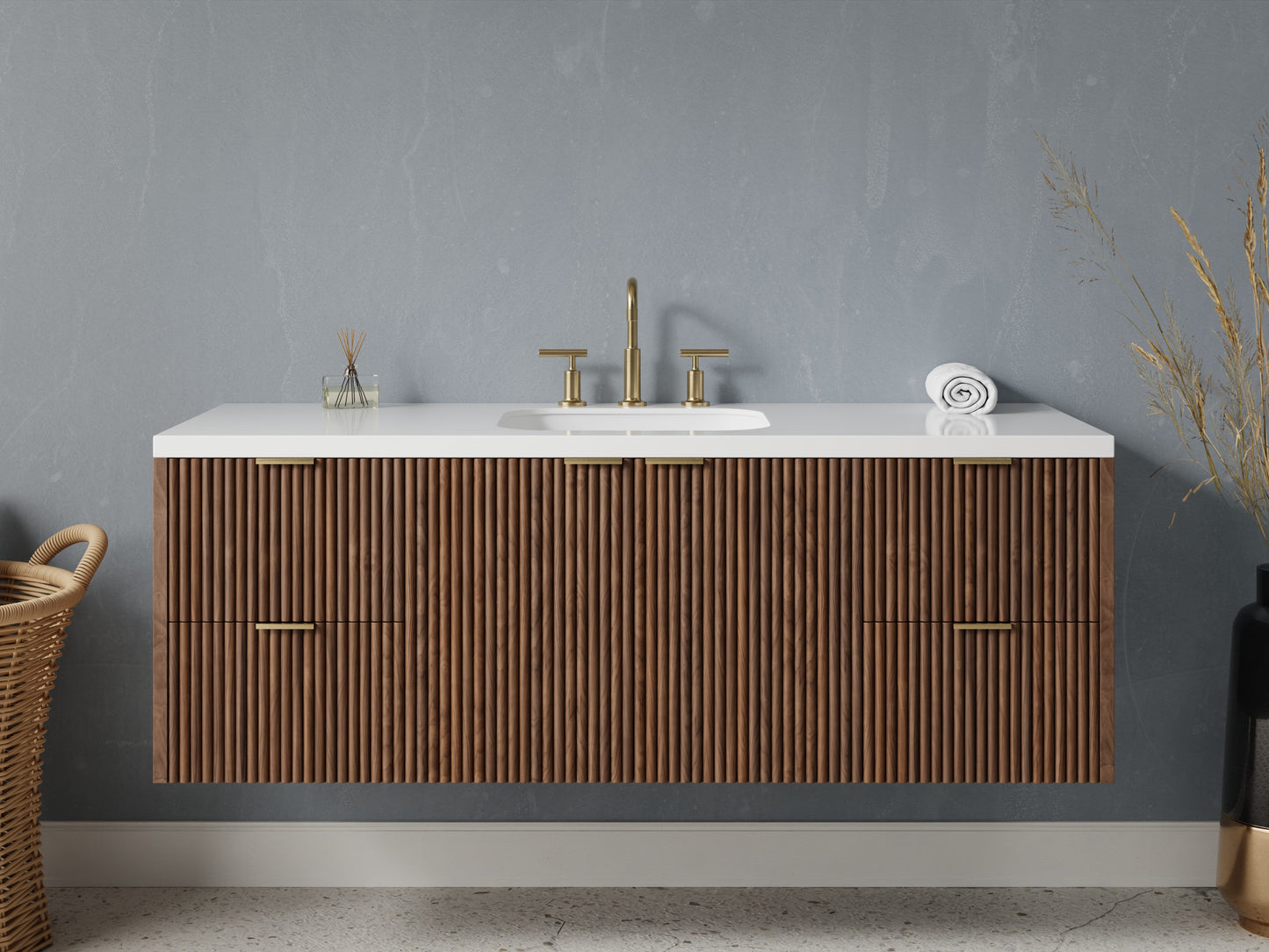 reeded - walnut - front