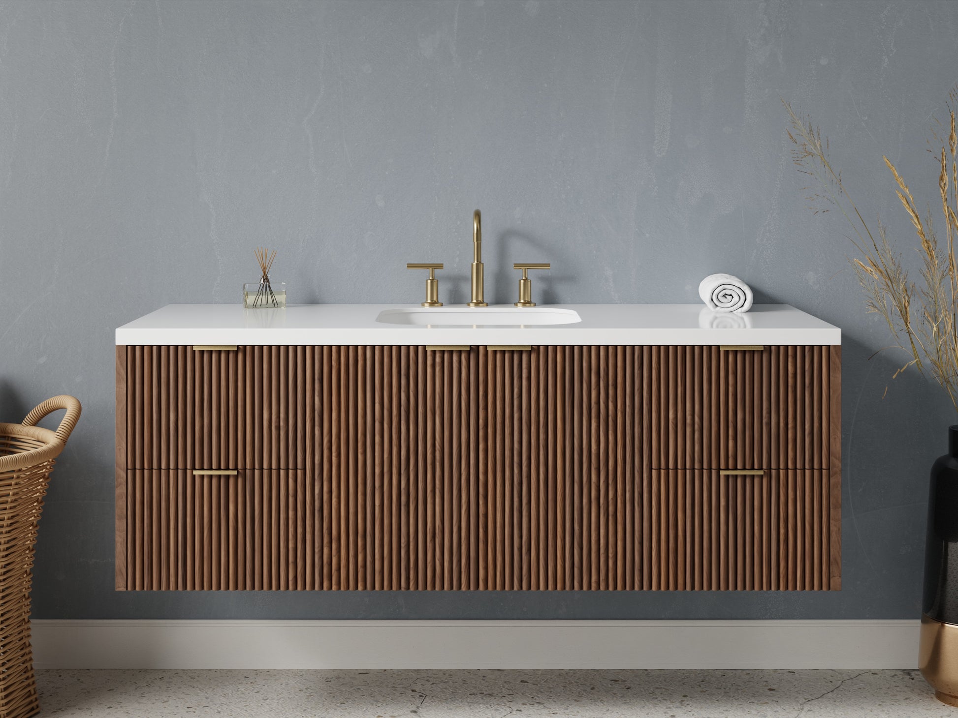 reeded - walnut - front