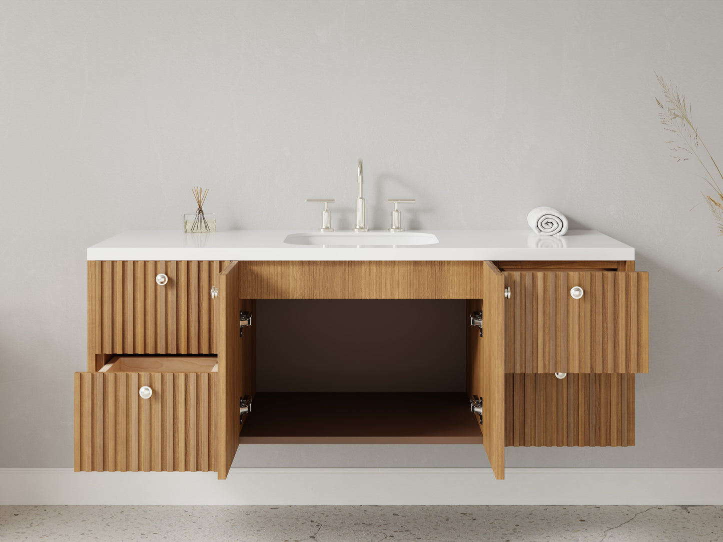 slatted - teak - open