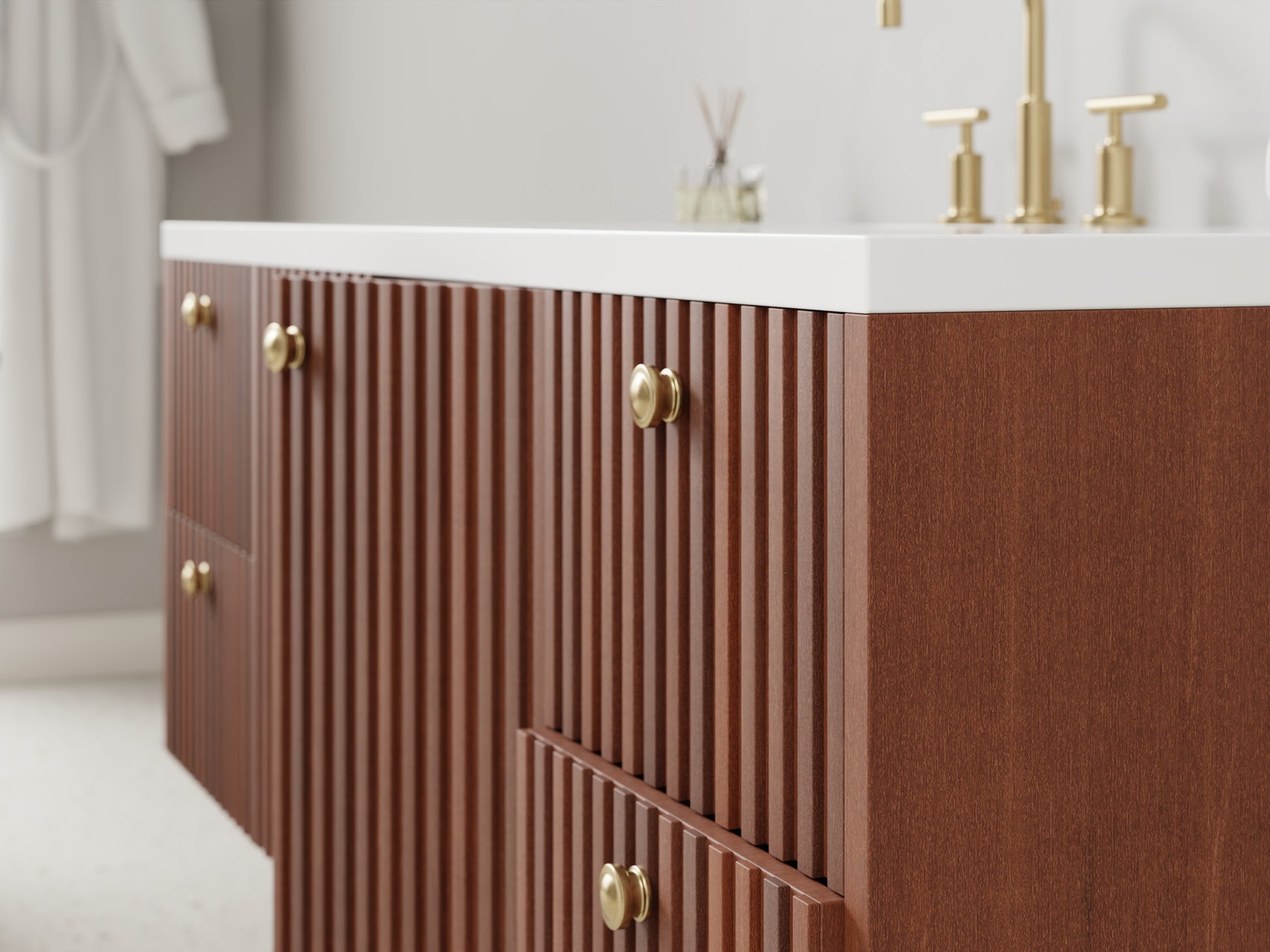 slatted - mahogany - closeup