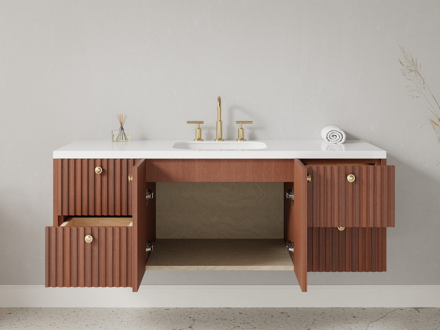 slatted - mahogany - open