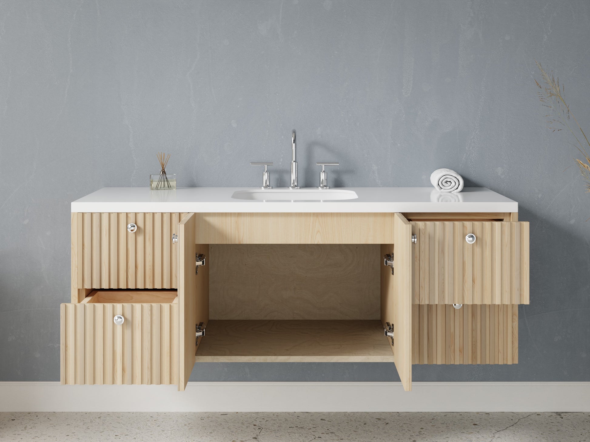 slatted - maple - open