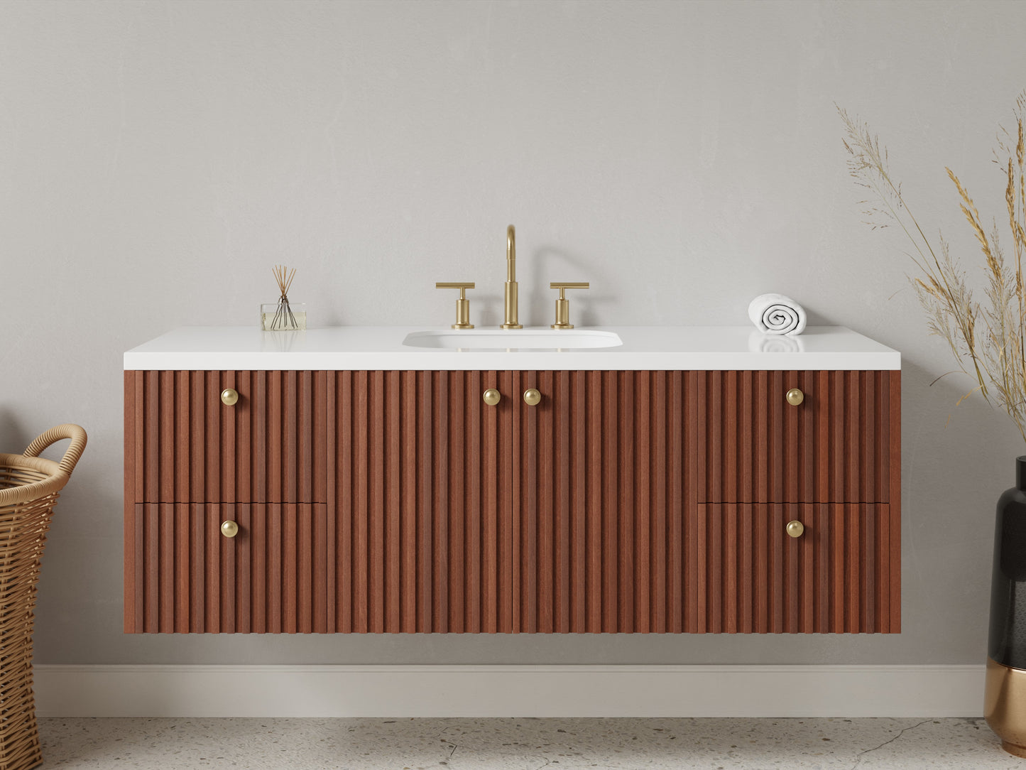 slatted - mahogany - front