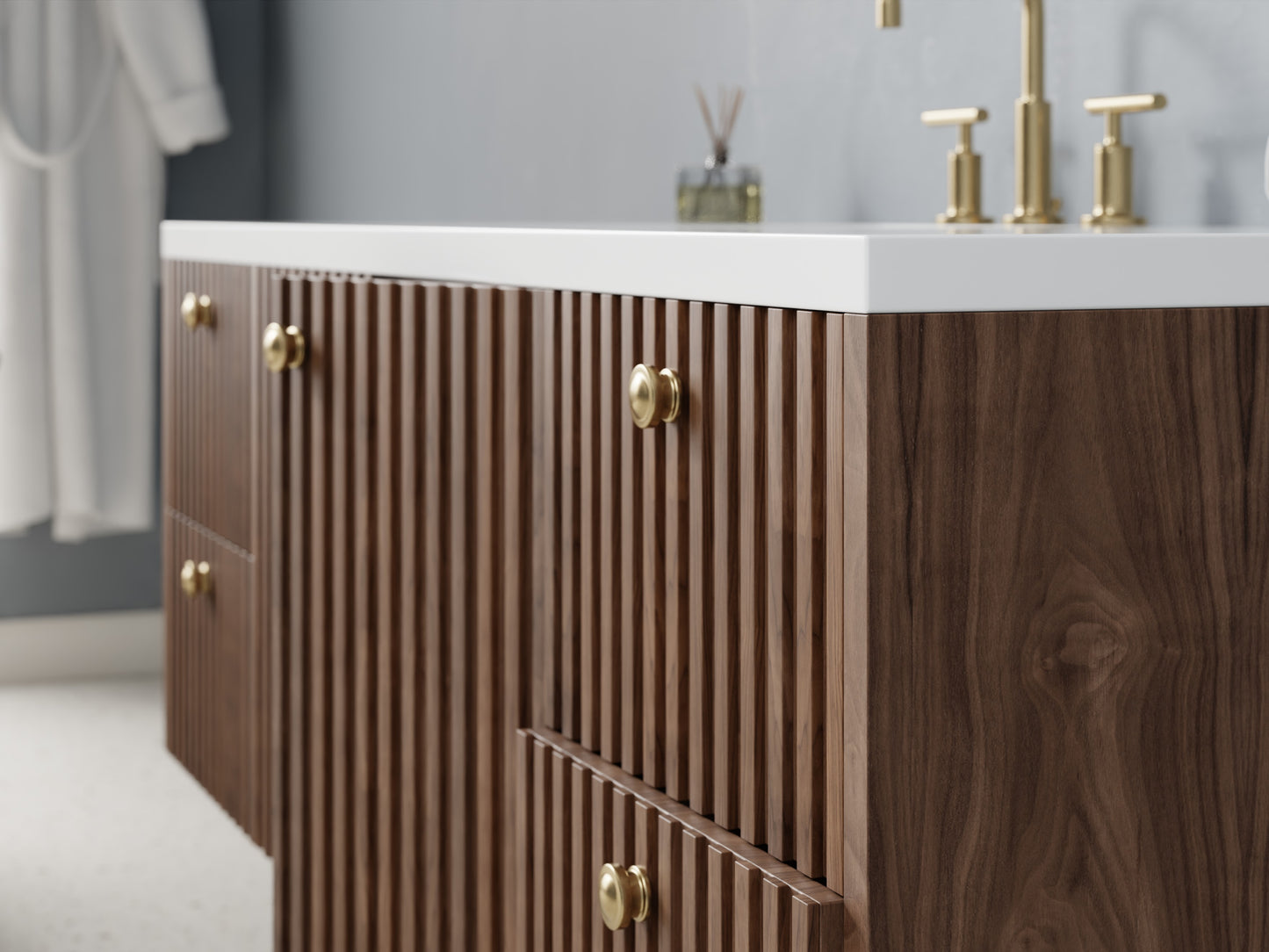 slatted - walnut - closeup