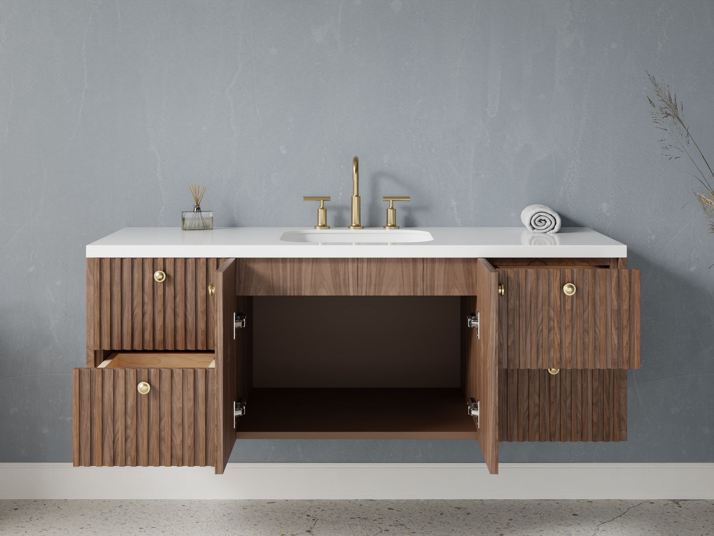 slatted - walnut - open