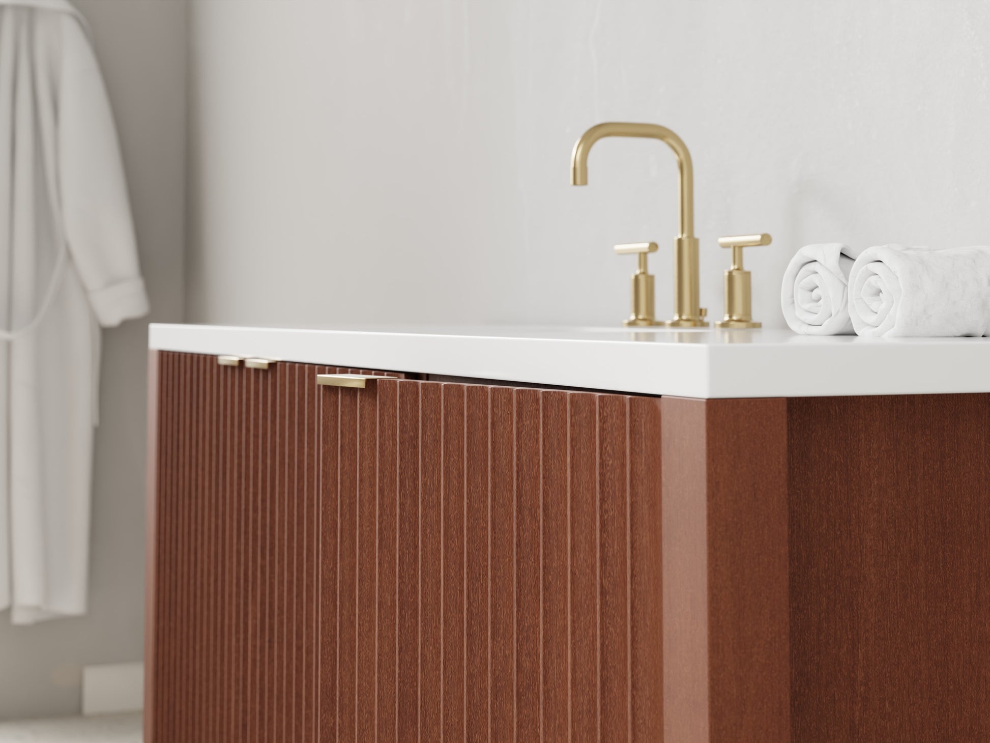 fluted - mahogany - closeup