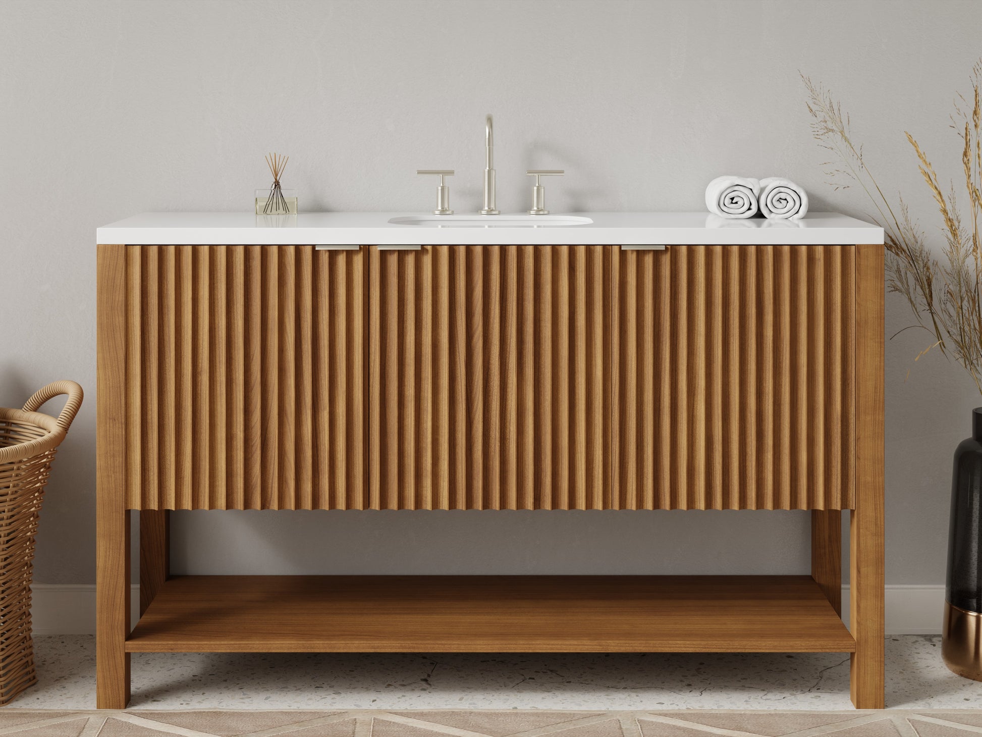 fluted - teak - front