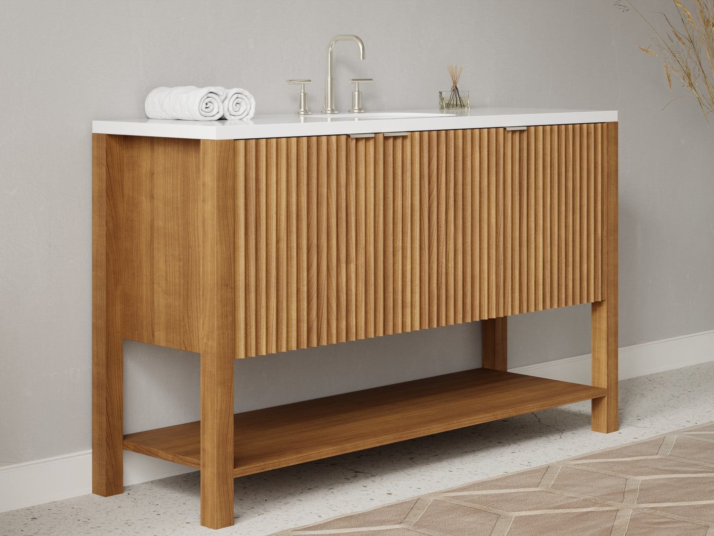 fluted - teak - side