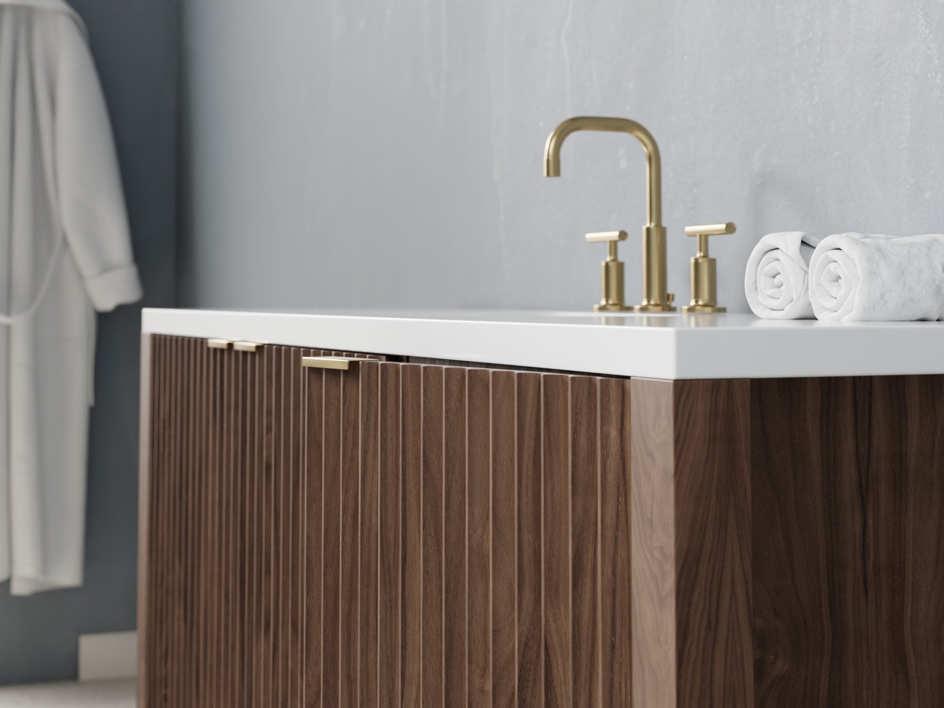 fluted - walnut - closeup