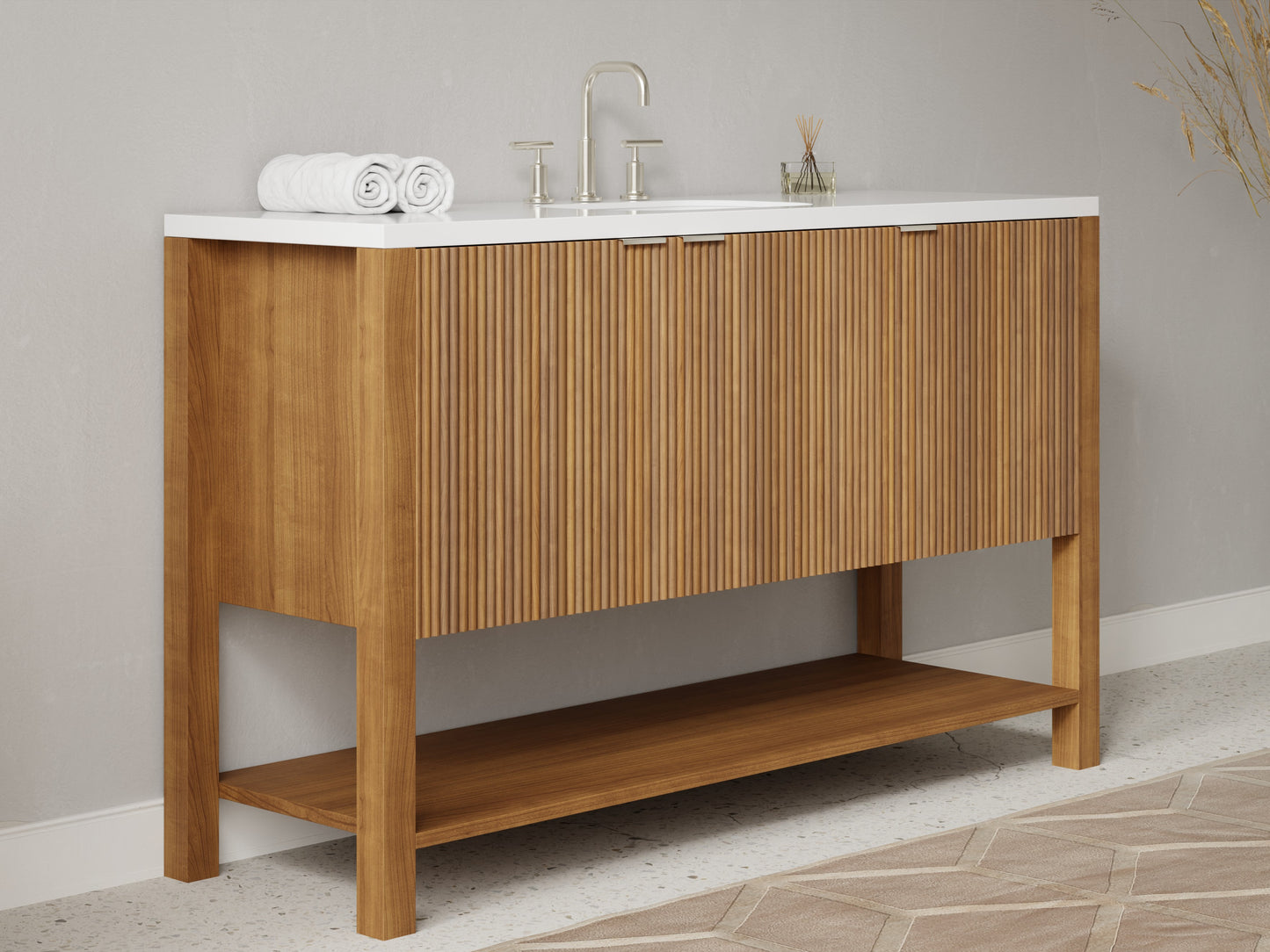 reeded - teak - side