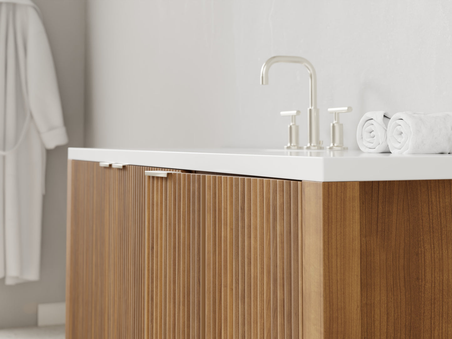 reeded - teak - closeup