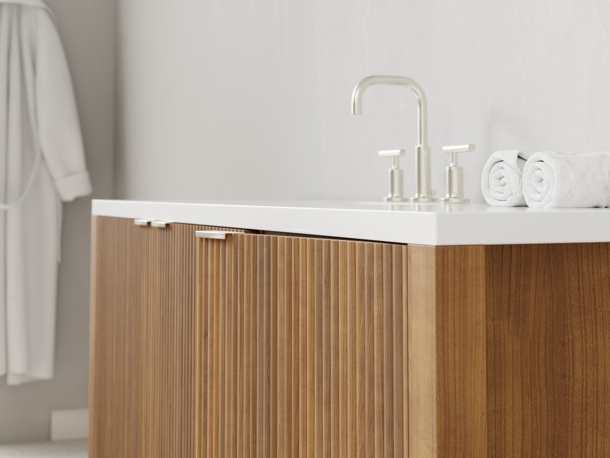 reeded - teak - closeup