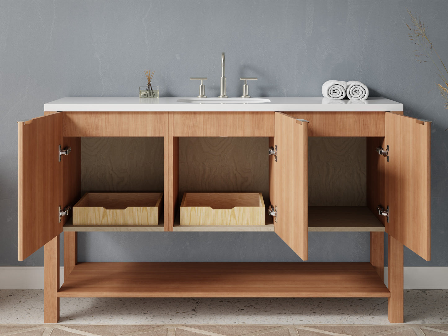 reeded - cherry - open