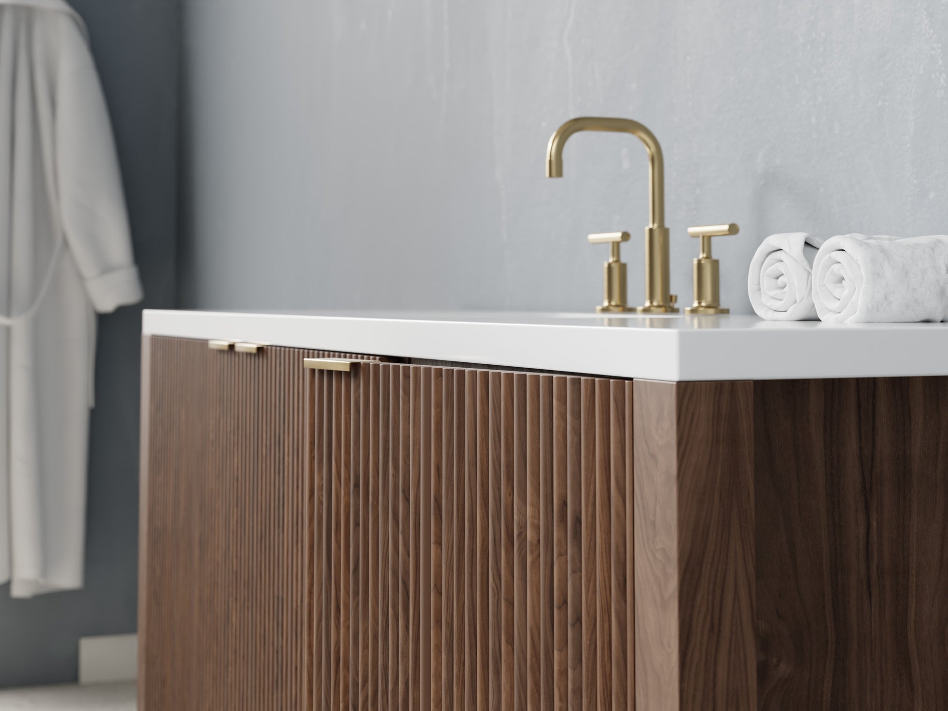 reeded - walnut - closeup