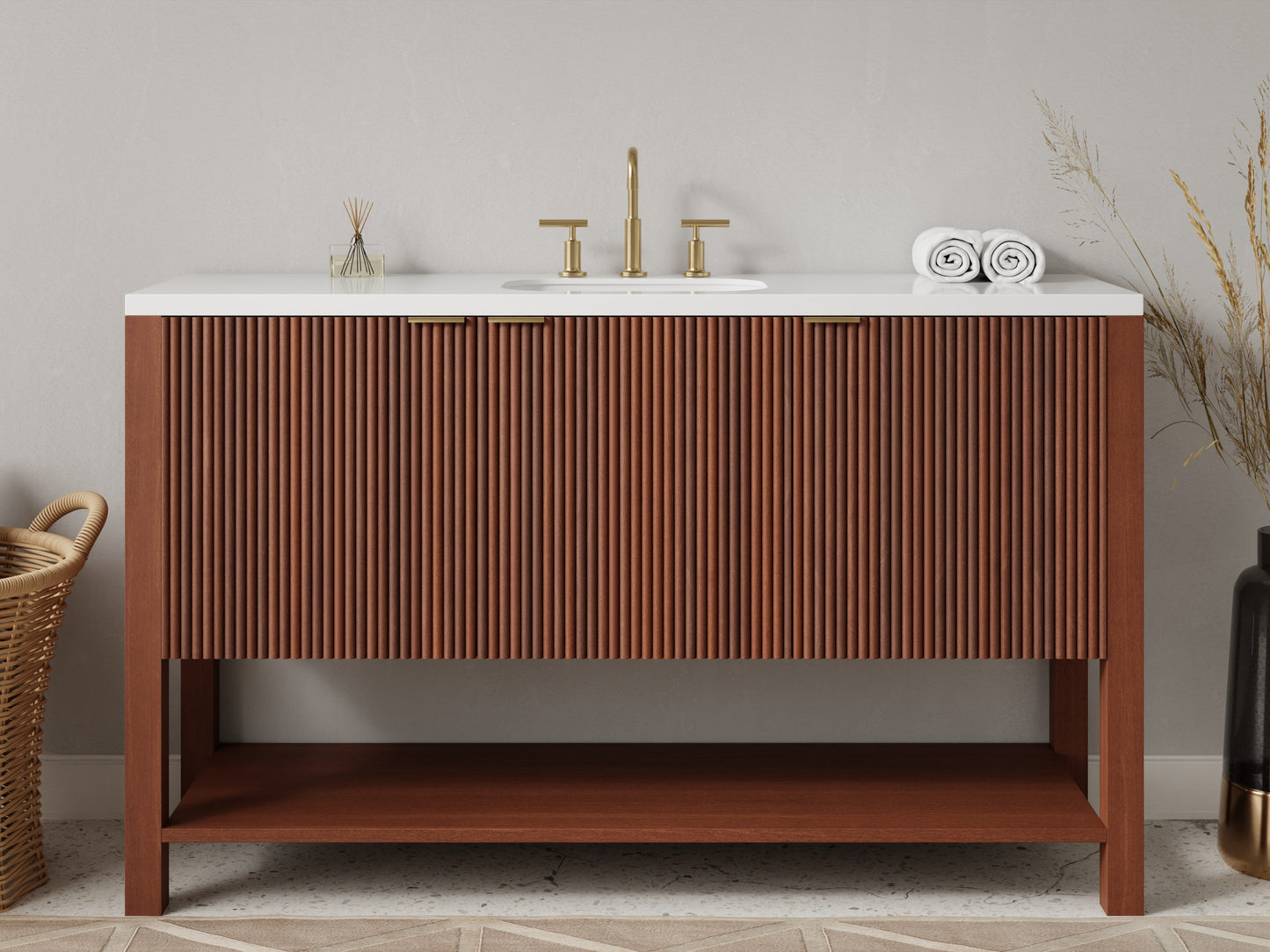 reeded - mahogany - front