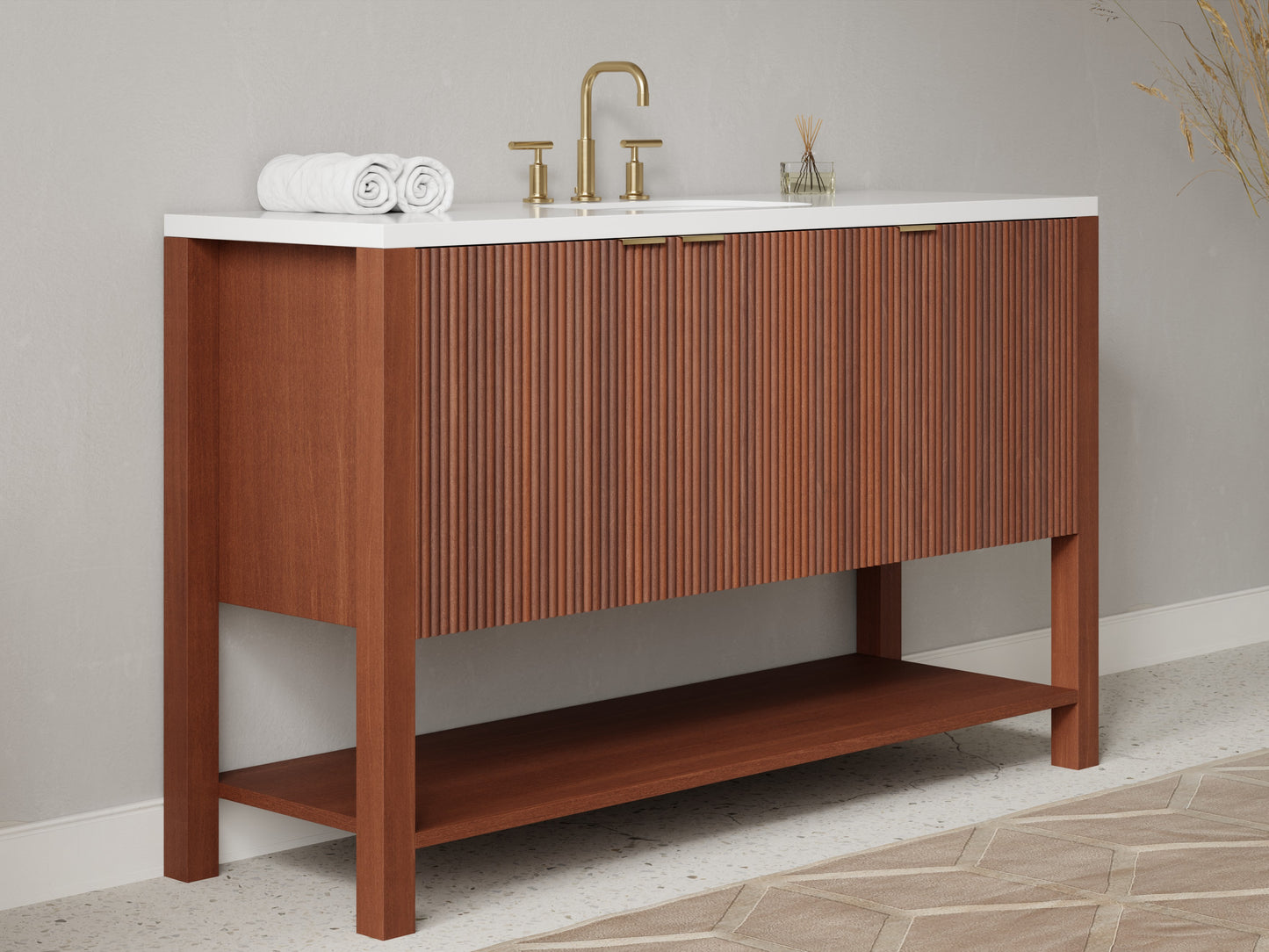 reeded - mahogany - side