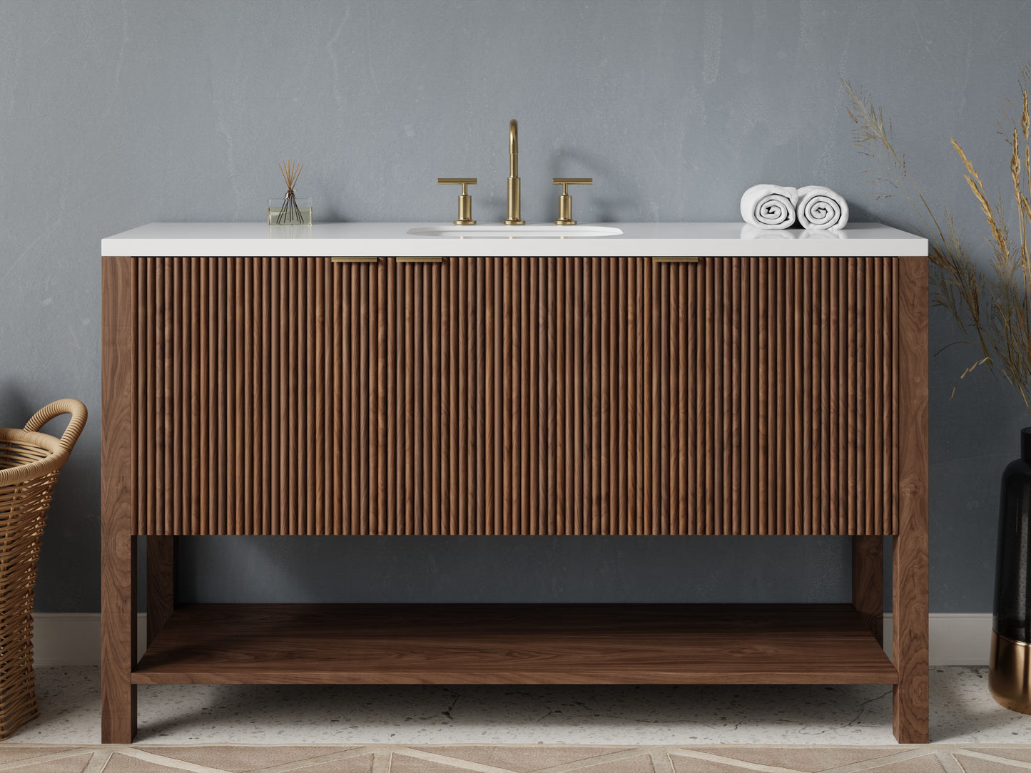 reeded - walnut - front