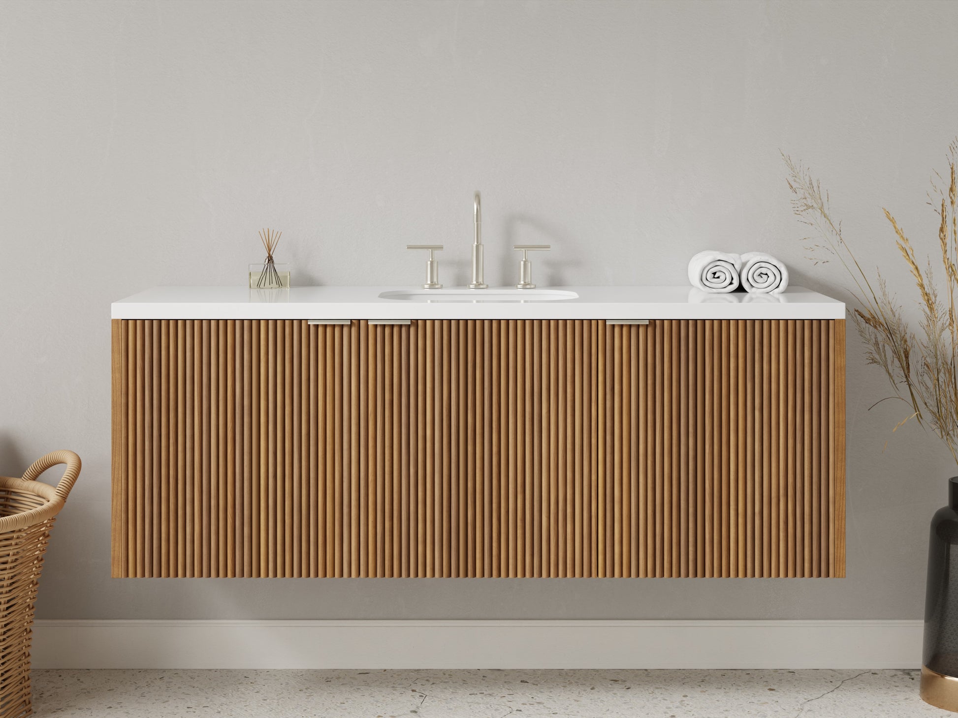 reeded - teak - front