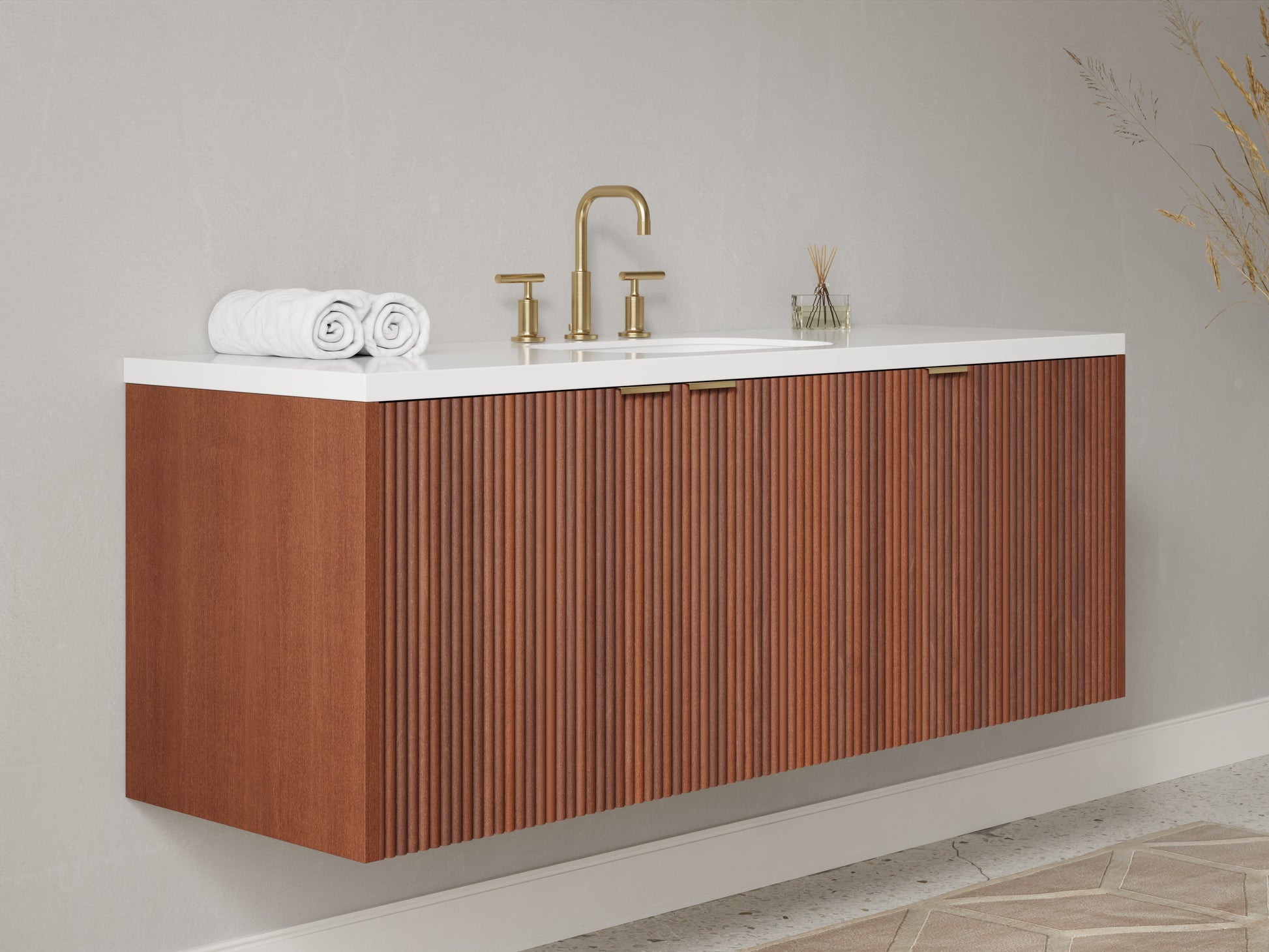 reeded - mahogany - side