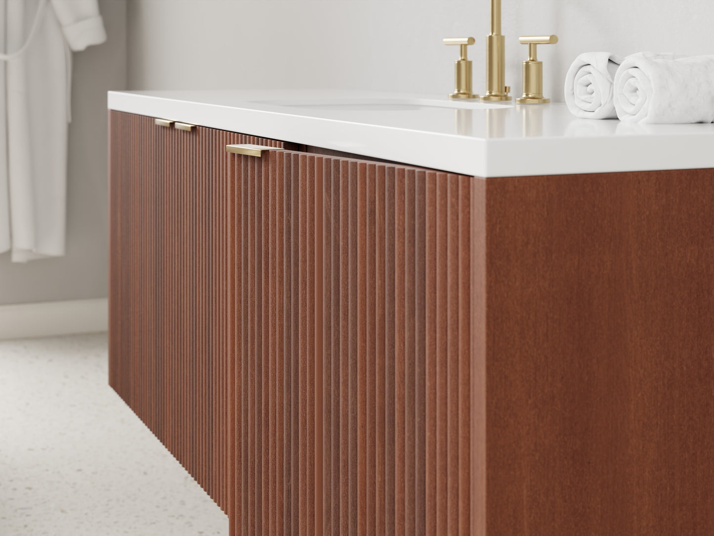 reeded - mahogany - closeup