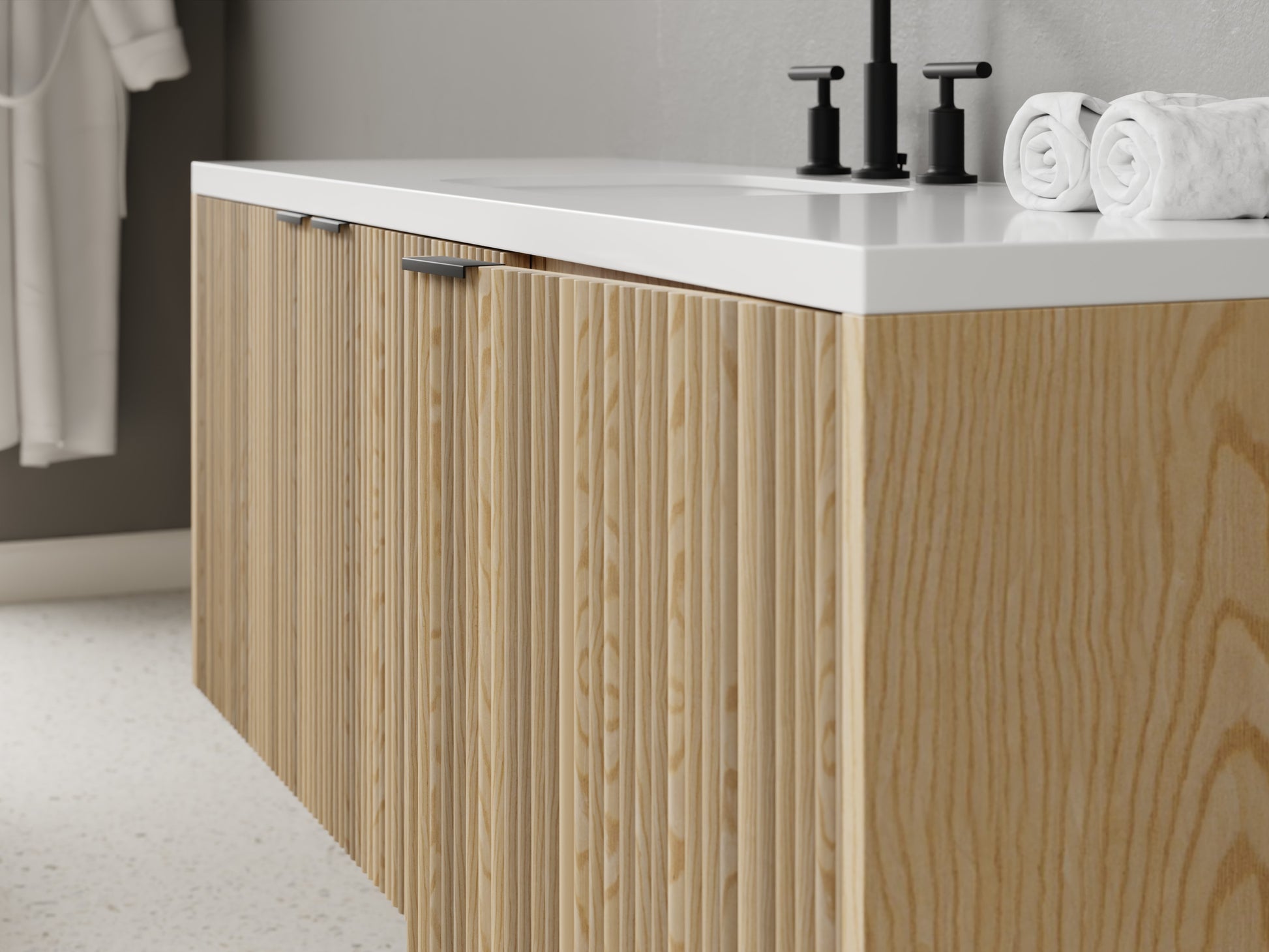 reeded - ash - closeup