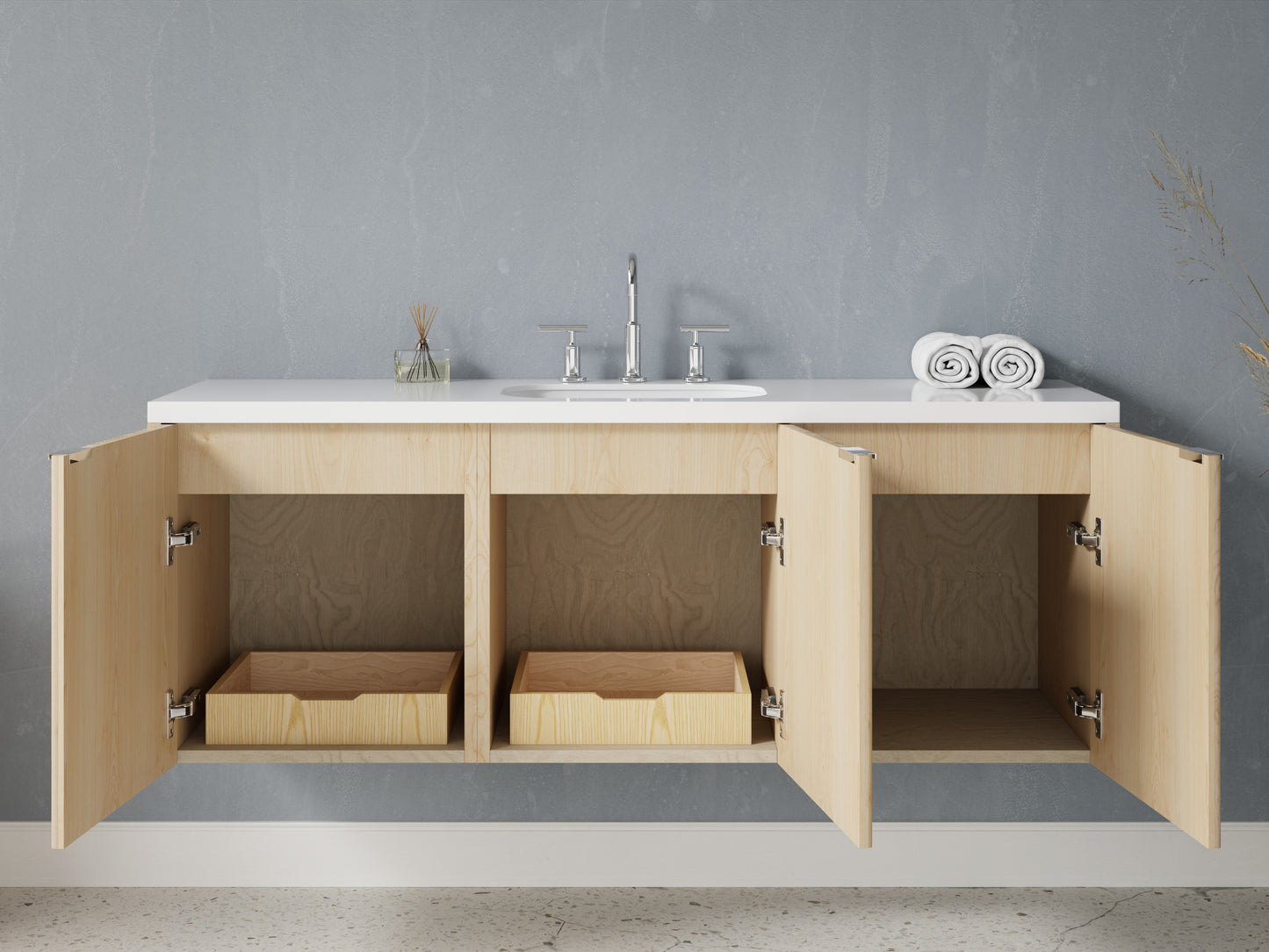 reeded - maple - open