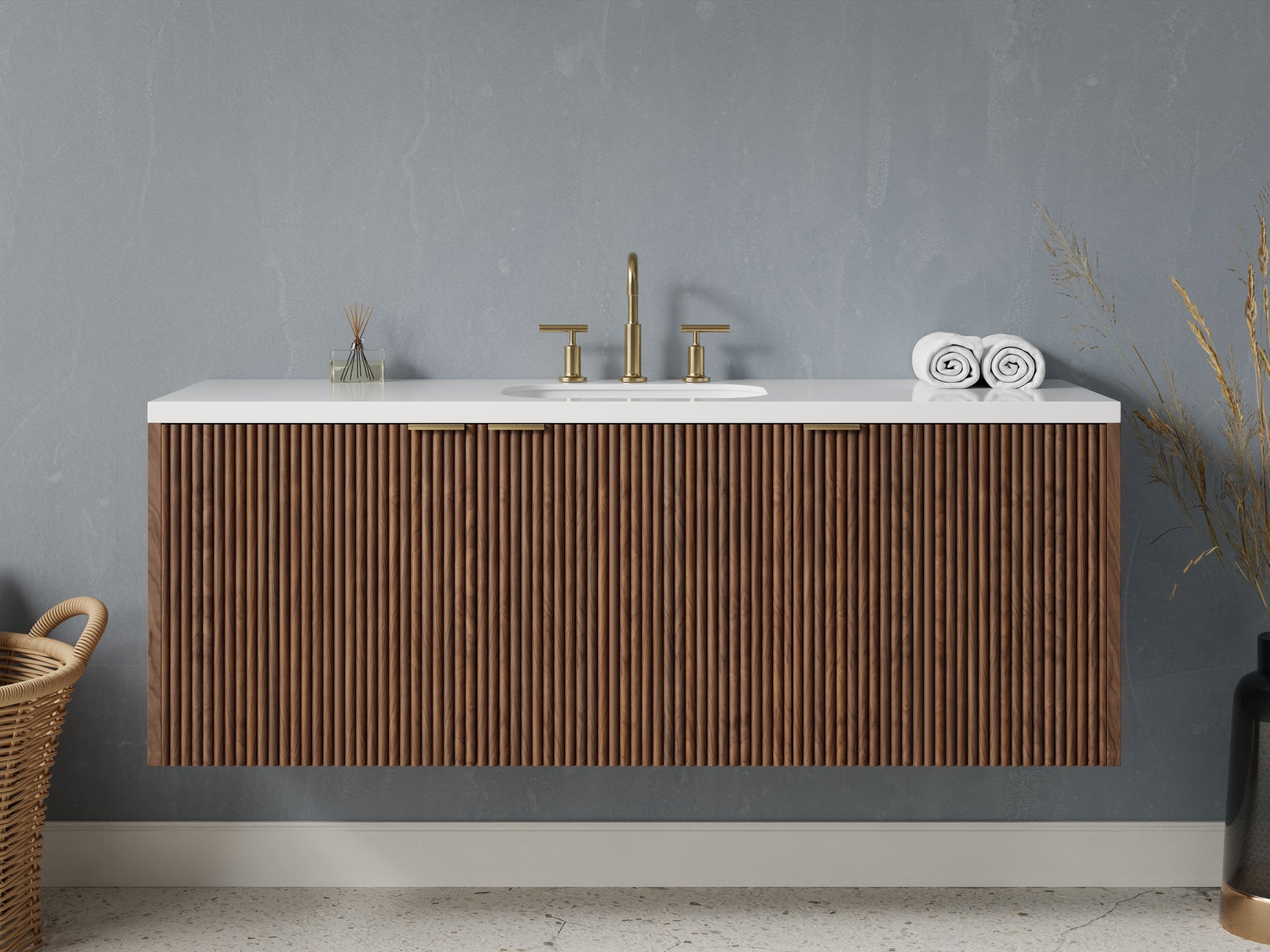 reeded - walnut - front