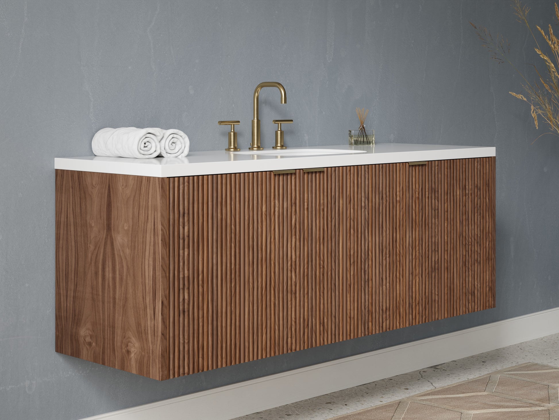 reeded - walnut - side