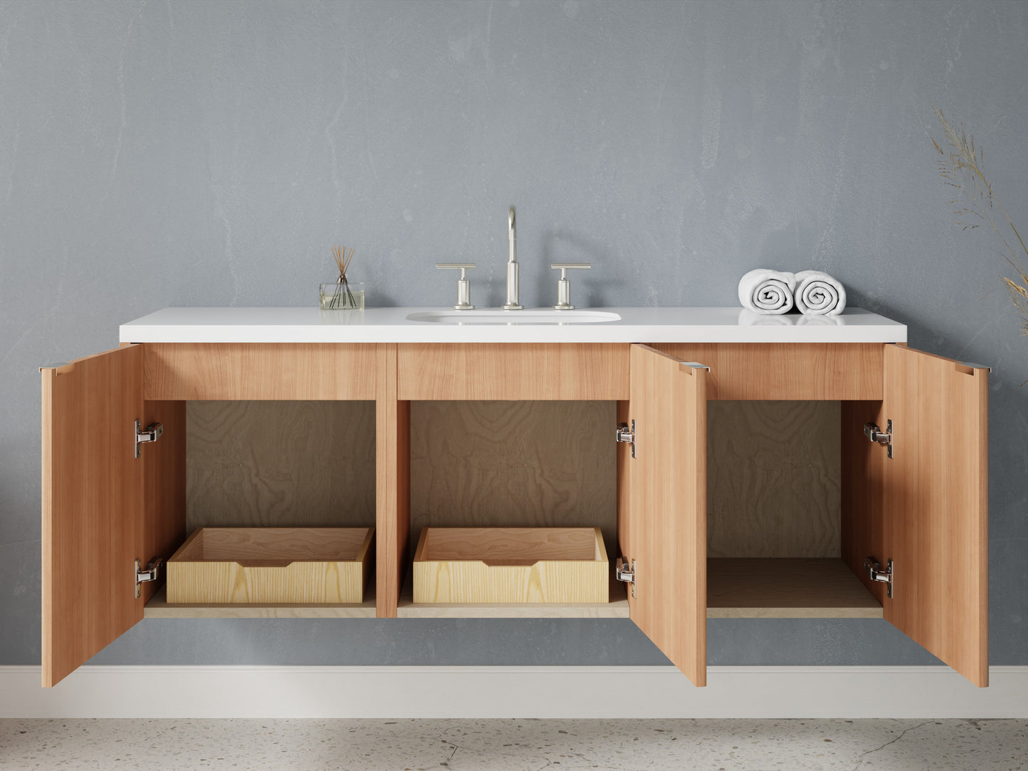 reeded - cherry - open