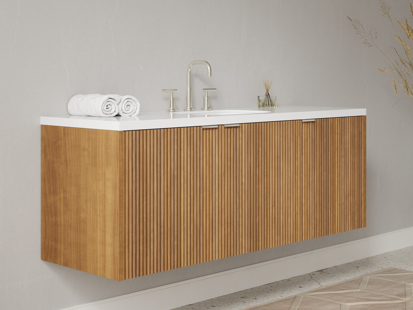 reeded - teak - side