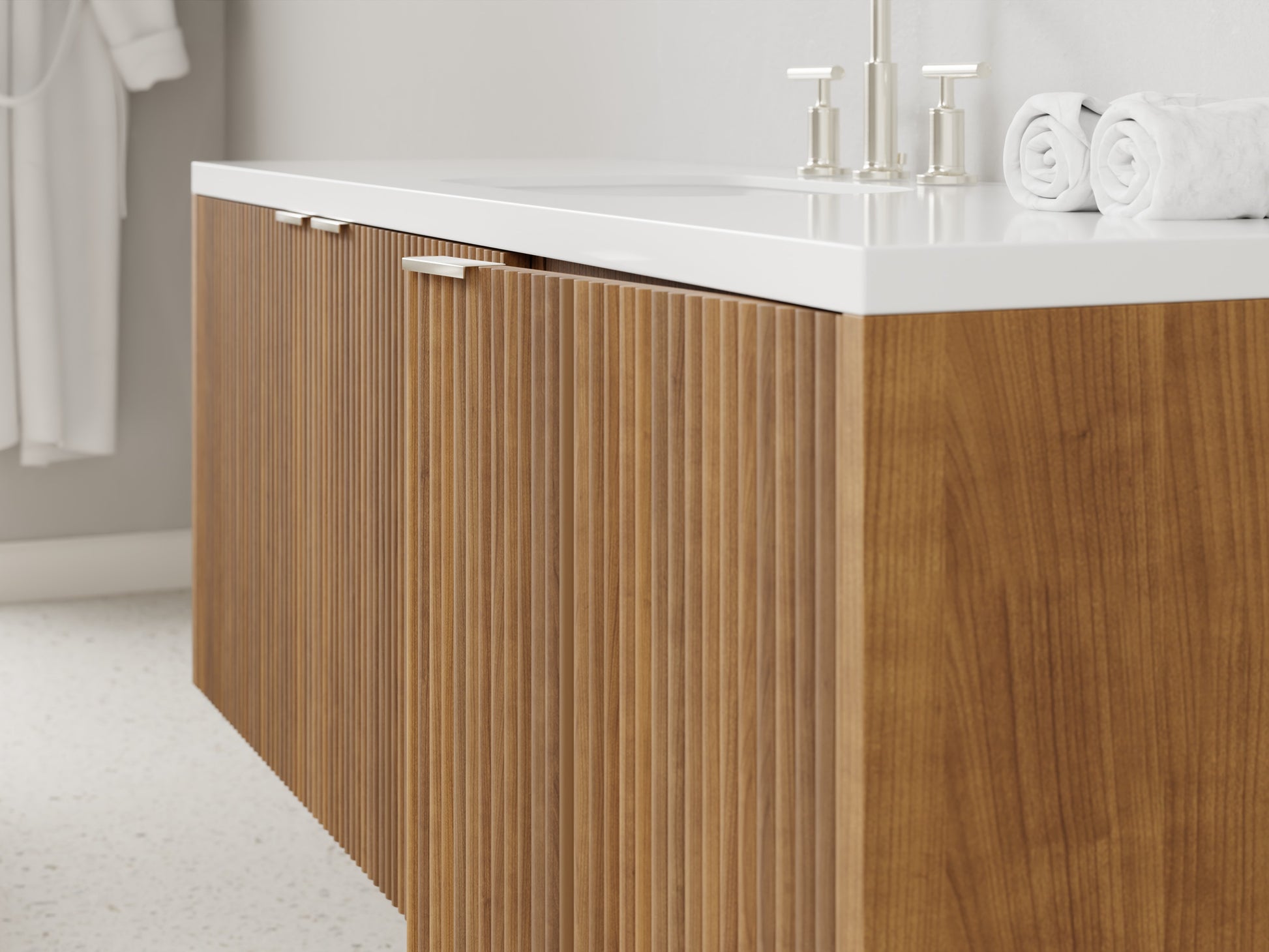 reeded - teak - closeup