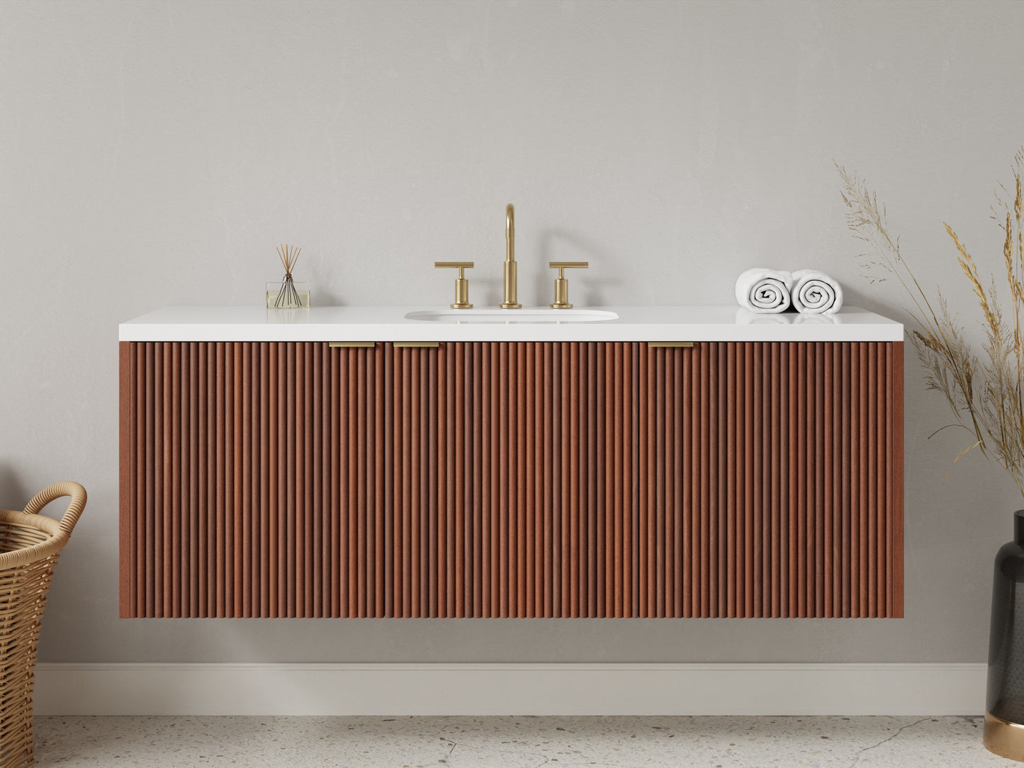 reeded - mahogany - front