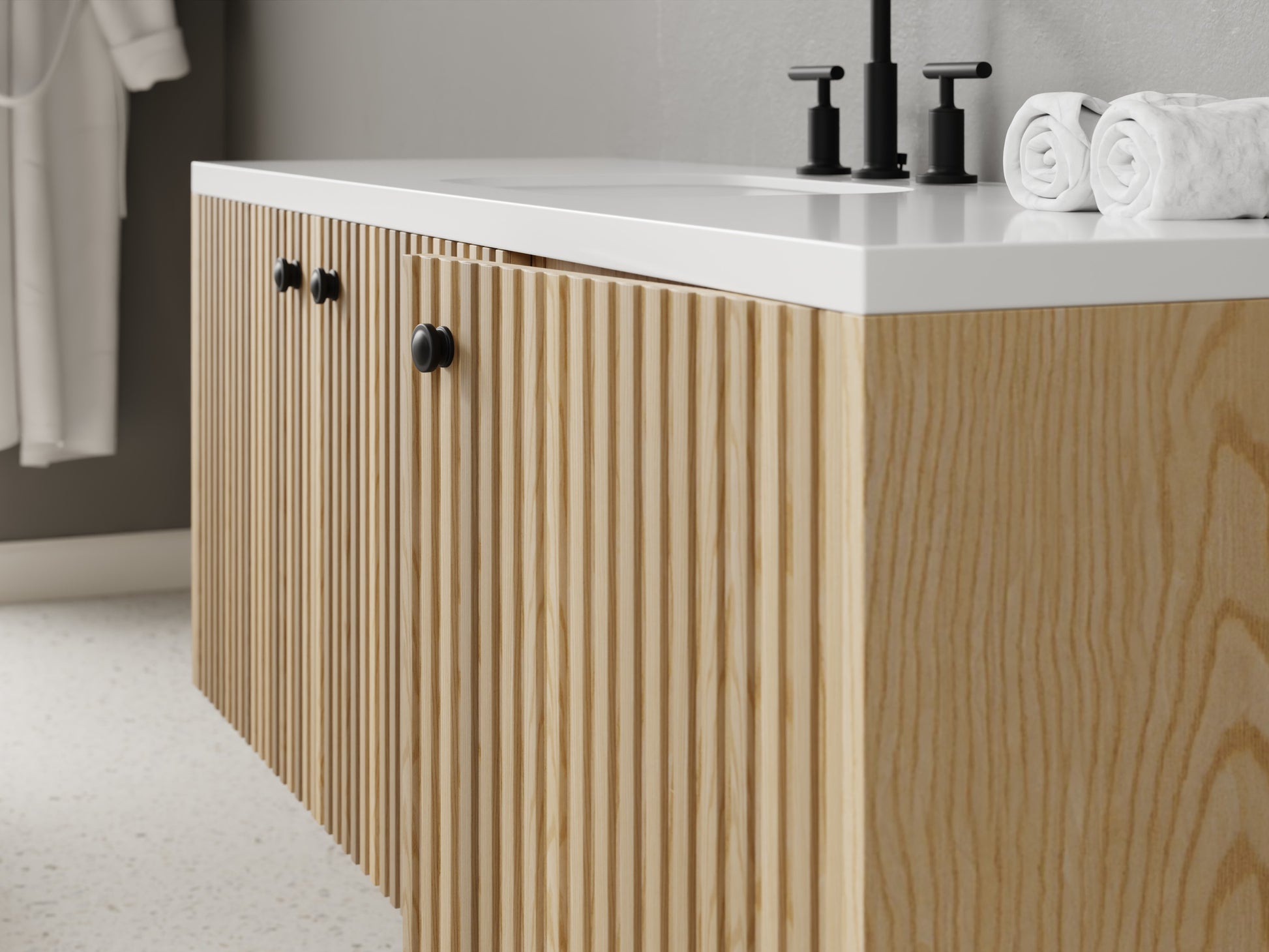 slatted - ash - closeup