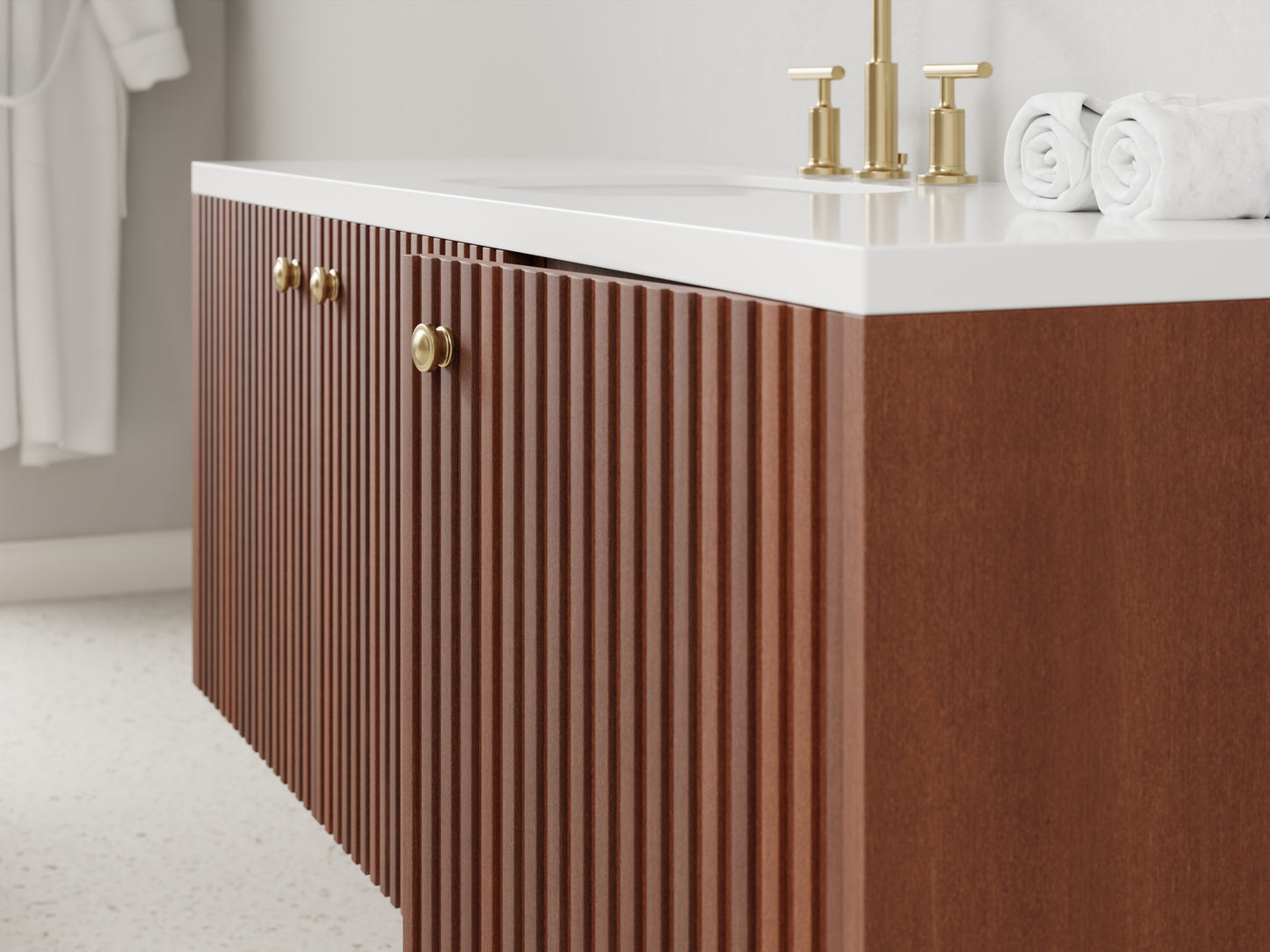 slatted - mahogany - closeup