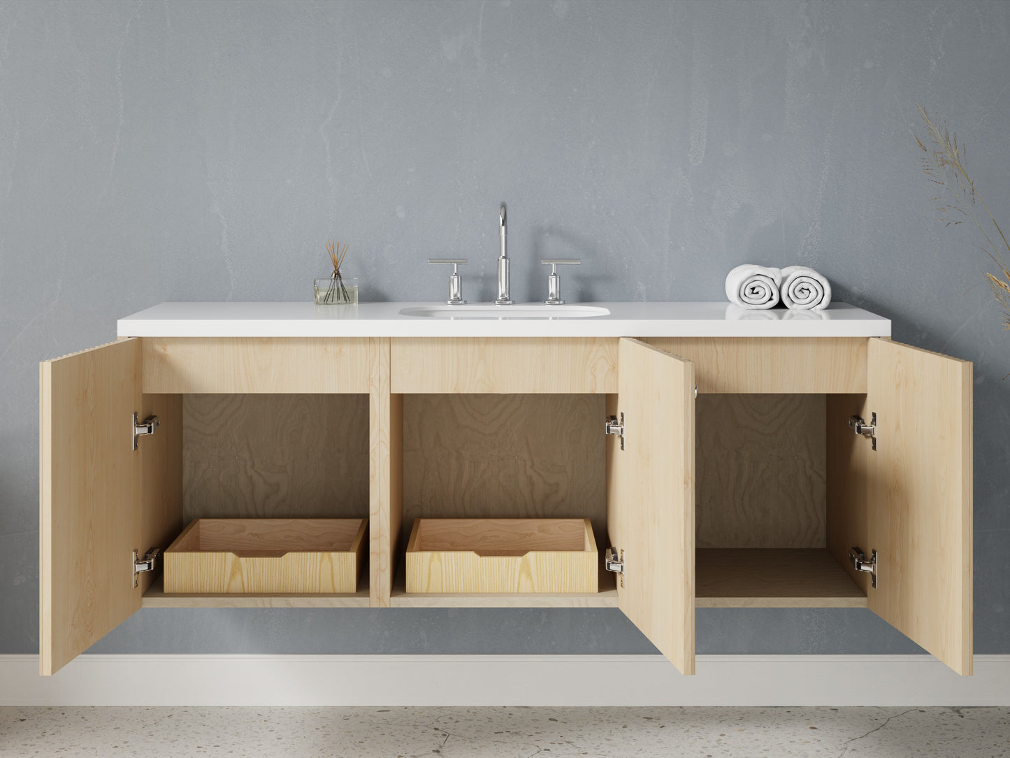 slatted - maple - open