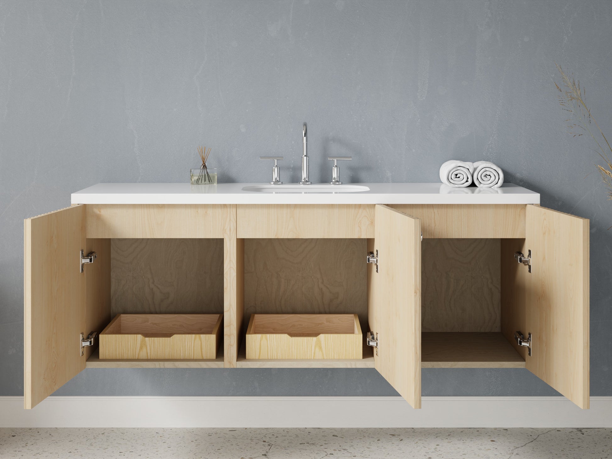 slatted - maple - open