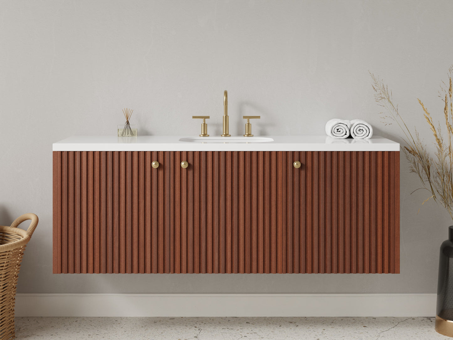 slatted - mahogany - front